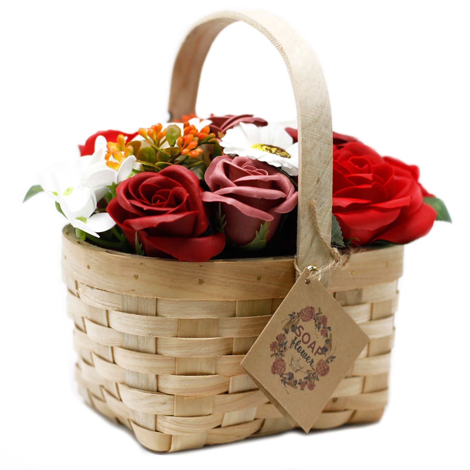 Large Wicker Basket Bouquet – Red