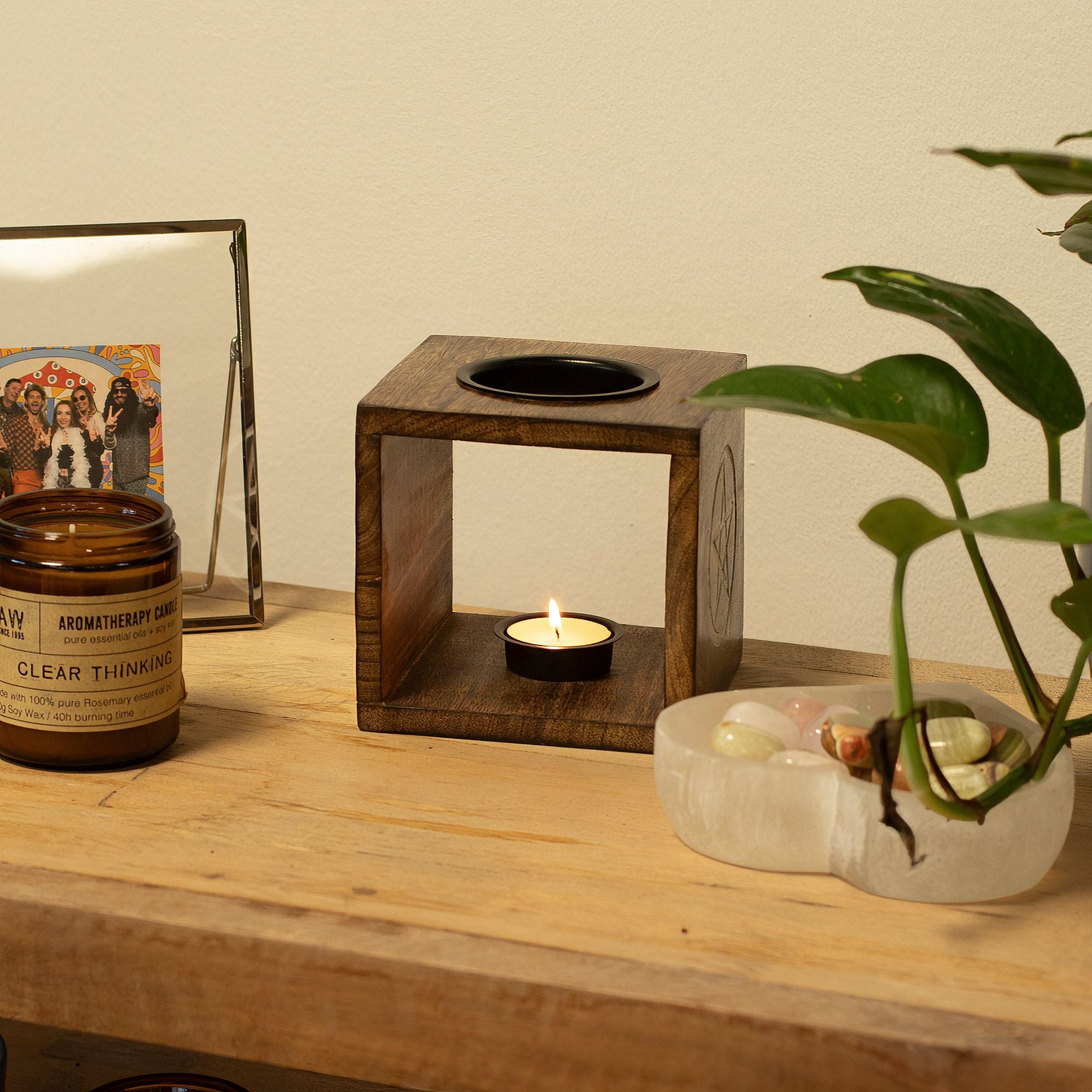 Mango Wood Oil Burner Large  - Moon Goddess