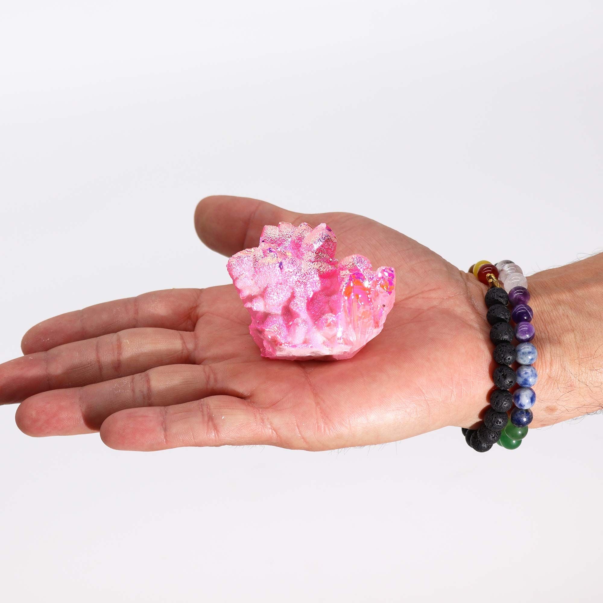 Enhanced Natural Quartz Cluster - Aura Rose Halo Quartz (Approx. 7–10 cm)