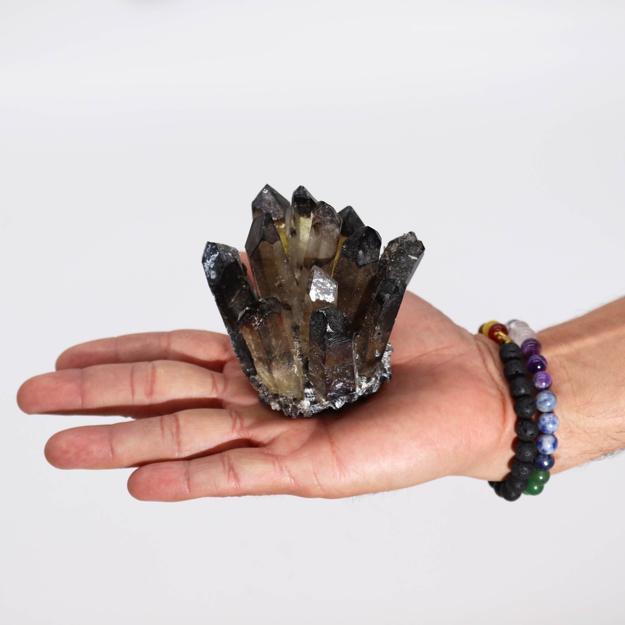 Crafted Natural Quartz Cluster - Smoky Ghost Quartz (Approx. 8 cm)