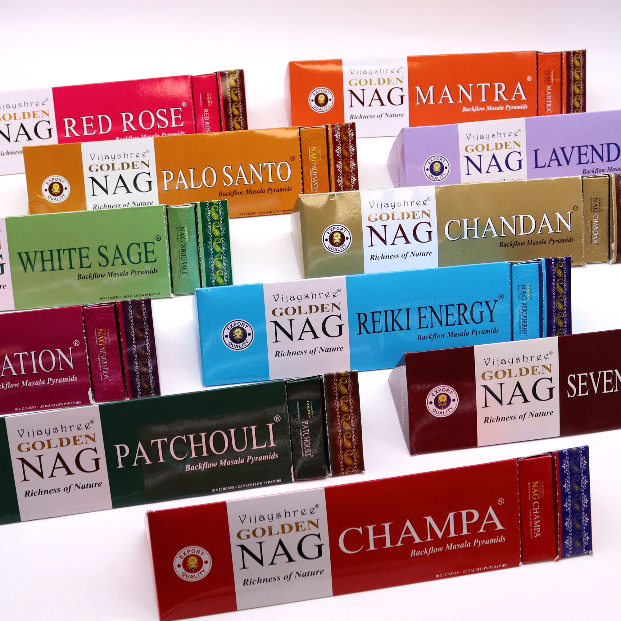 Jumbo Golden Nag Back Flow Incense Cones 42g - Seven Chakra