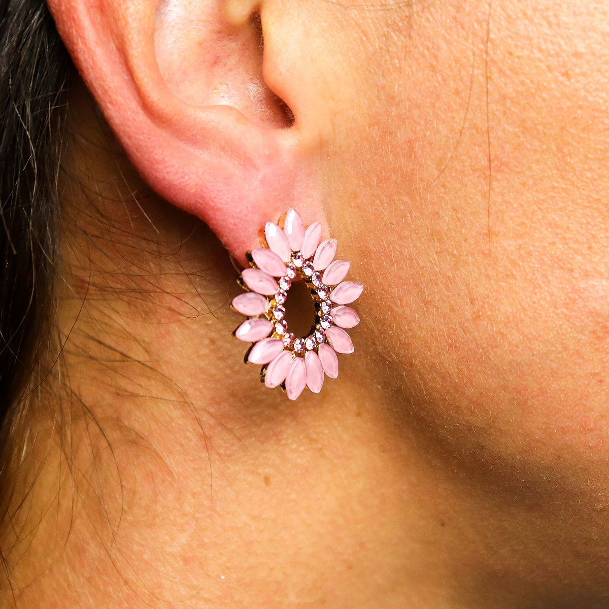 Soft Pink Vintage Glass Earrings - Loop
