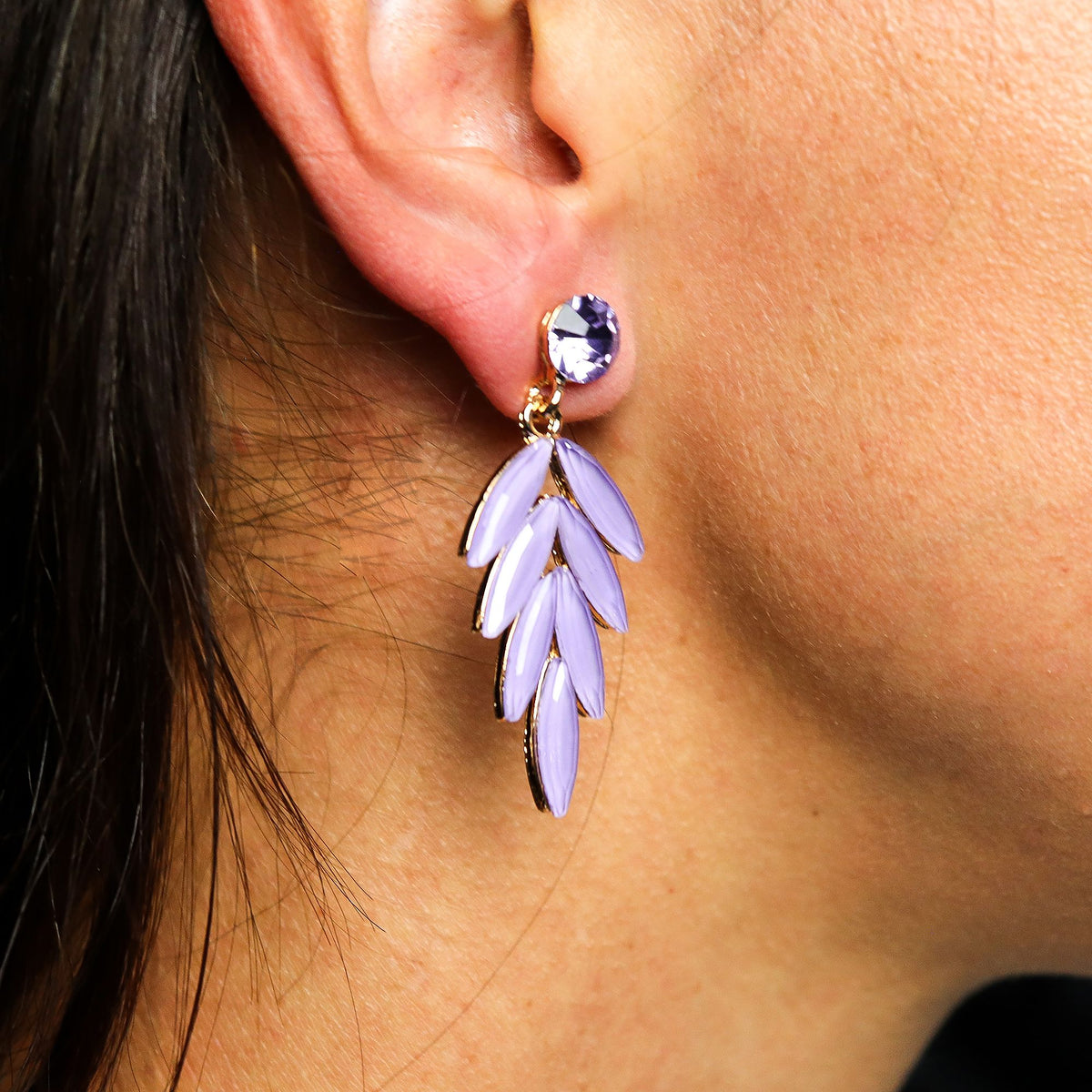 Lavender Vintage Glass Earrings - Fairies