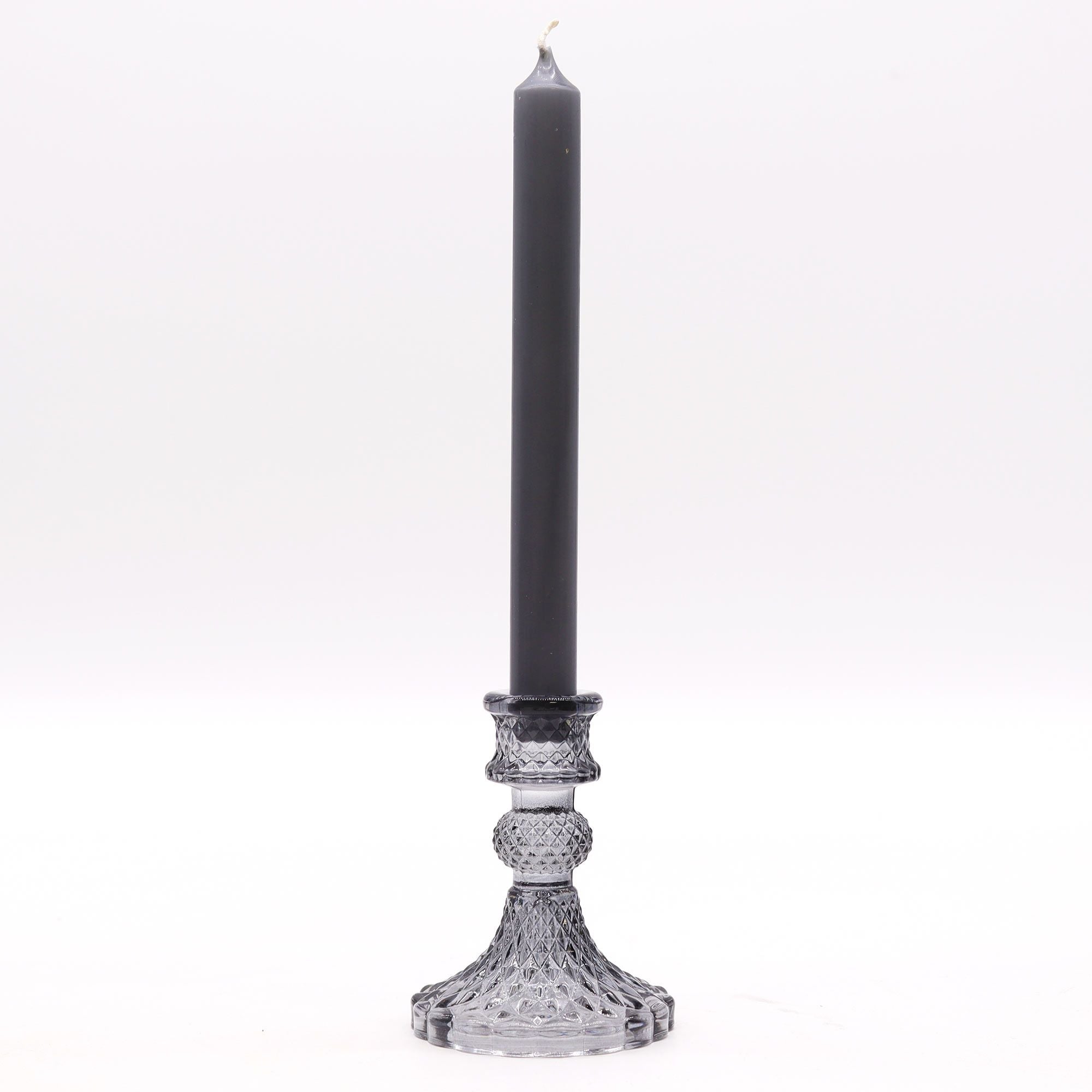 Vintage Dinner Candle Holders Set of 2 – Midnight Grey