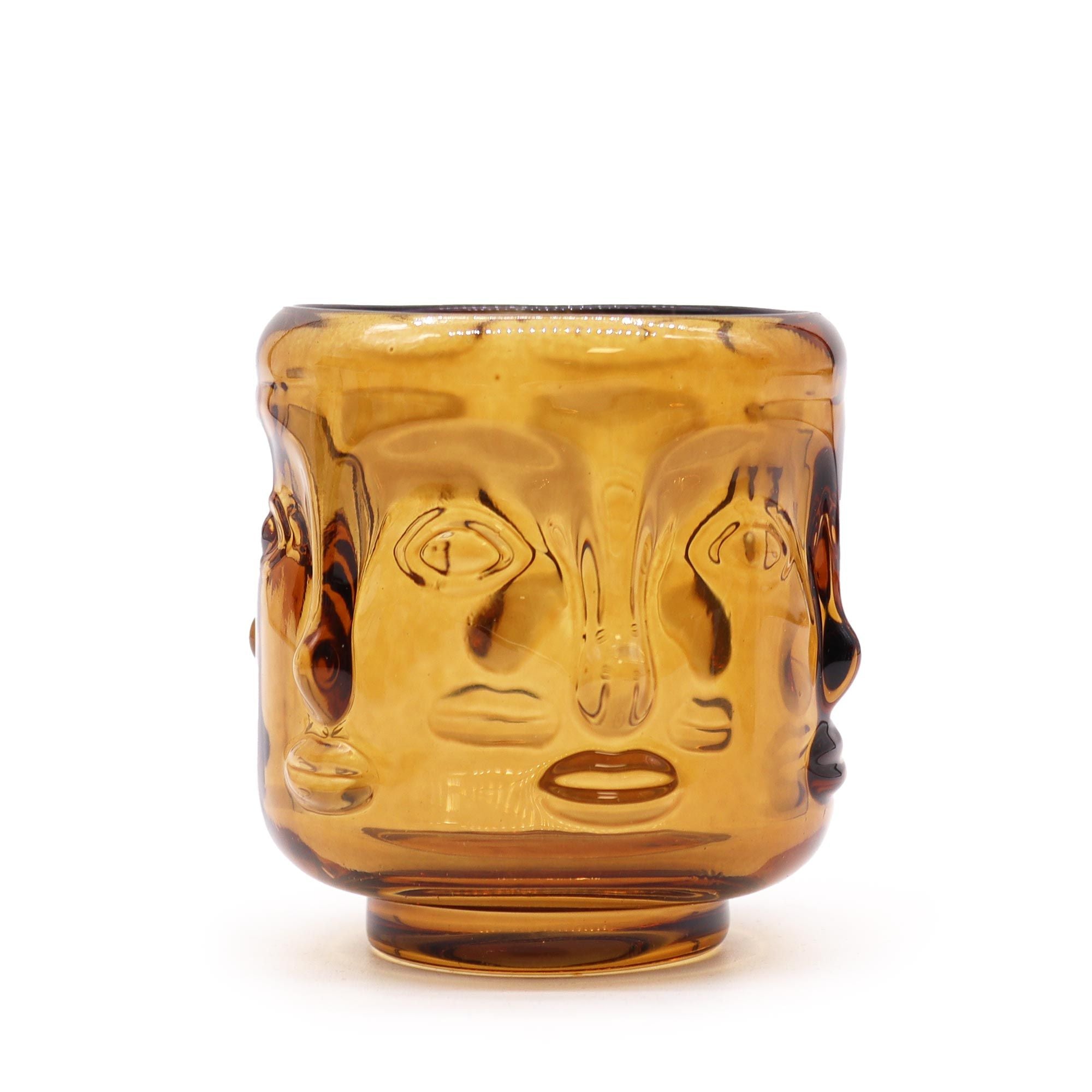 Buddha Faces Candle Jar Set of 2 – Antique Amber
