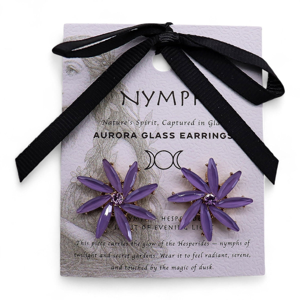 Lavender Vintage Glass Earrings - Flowers