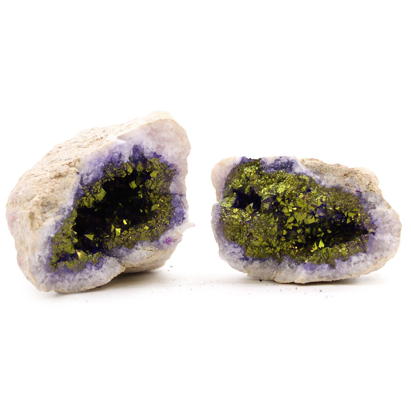 Coloured Calcite Geode Natural Rock - Purple & Gold