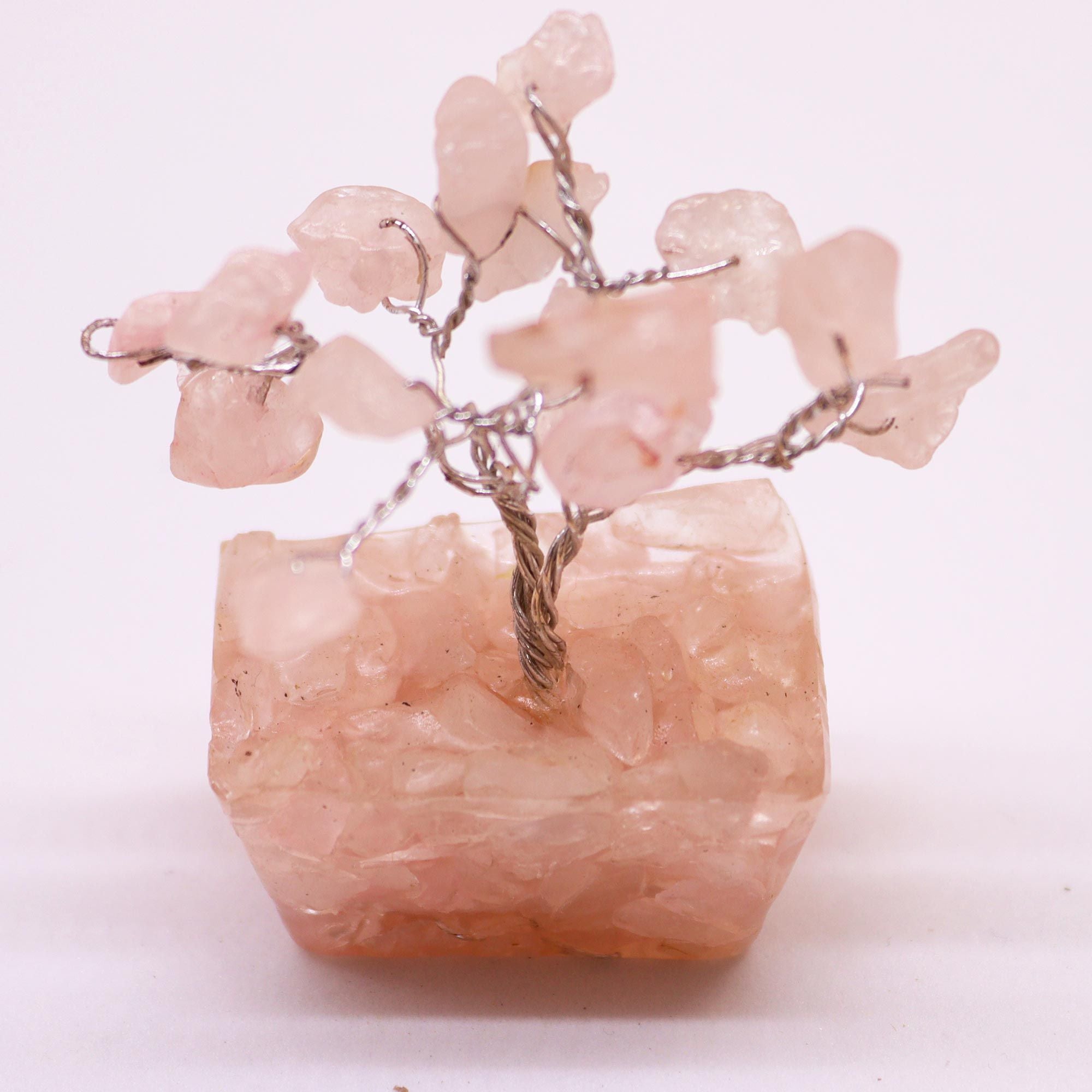 Mini Gemstone Tree on Orgonite Base (15 Stones) - Rose Quartz