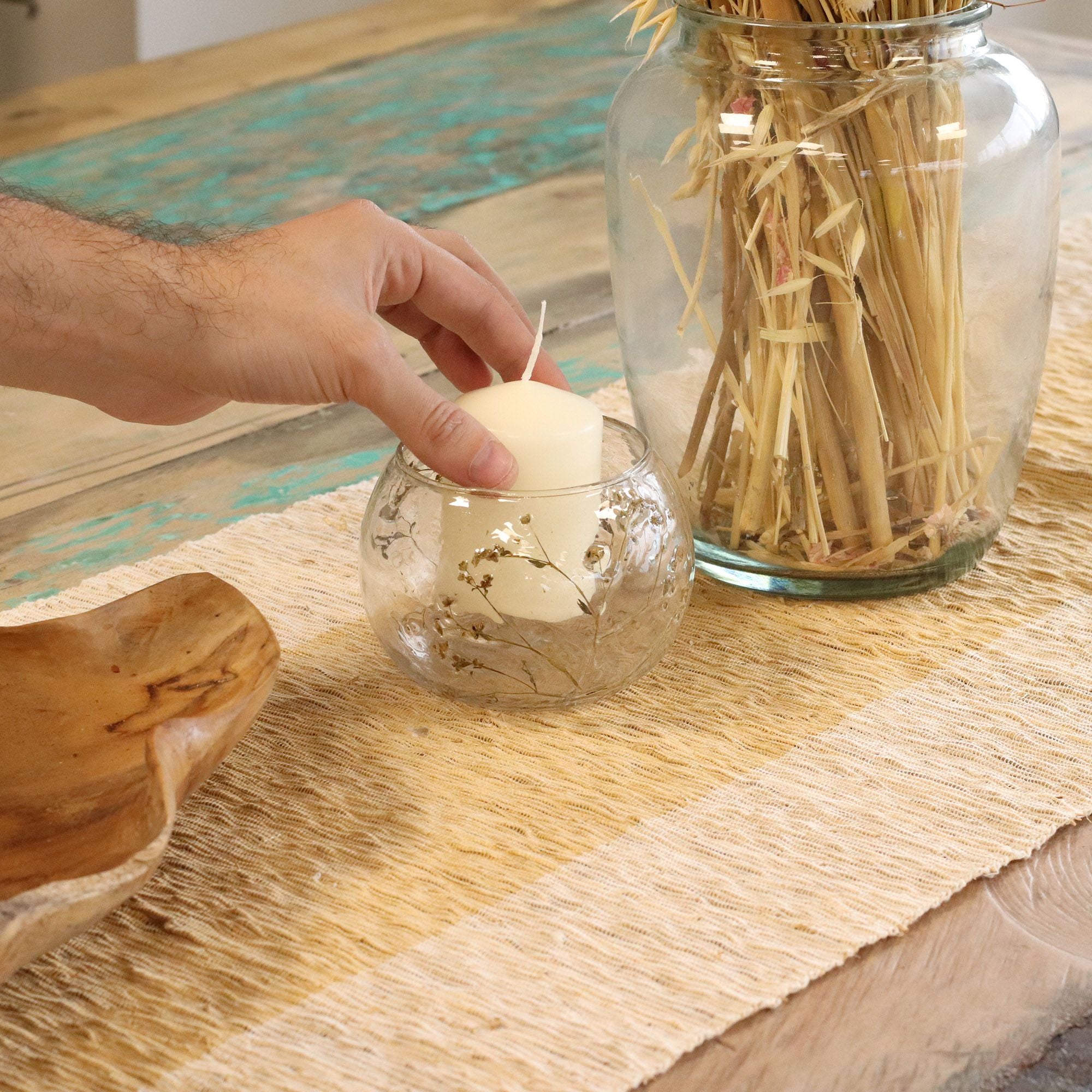 Natural Floral Glass – Bowl Candle Holder – Margarita
