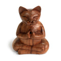Räuchergefäße aus Suarholz, geschnitzt, groß – Yoga-Katze