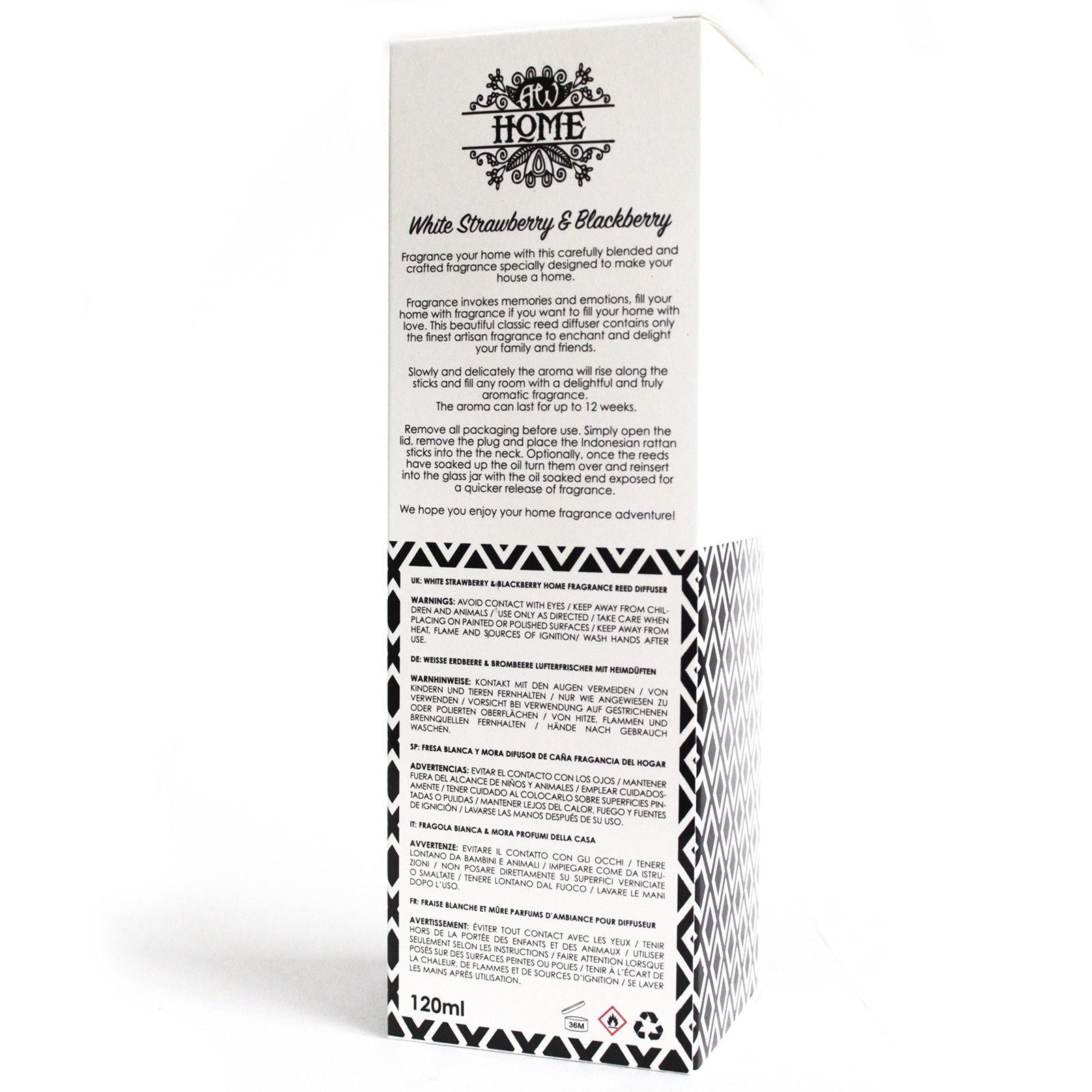 Reed Diffuser 120 ml – White Strawberry & Blackberry