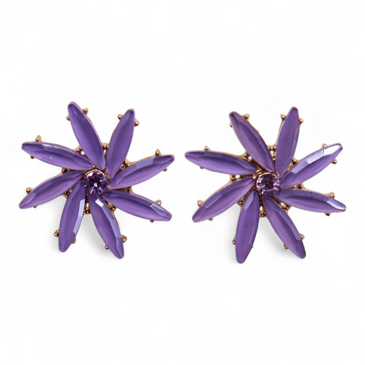Lavender Vintage Glass Earrings - Flowers