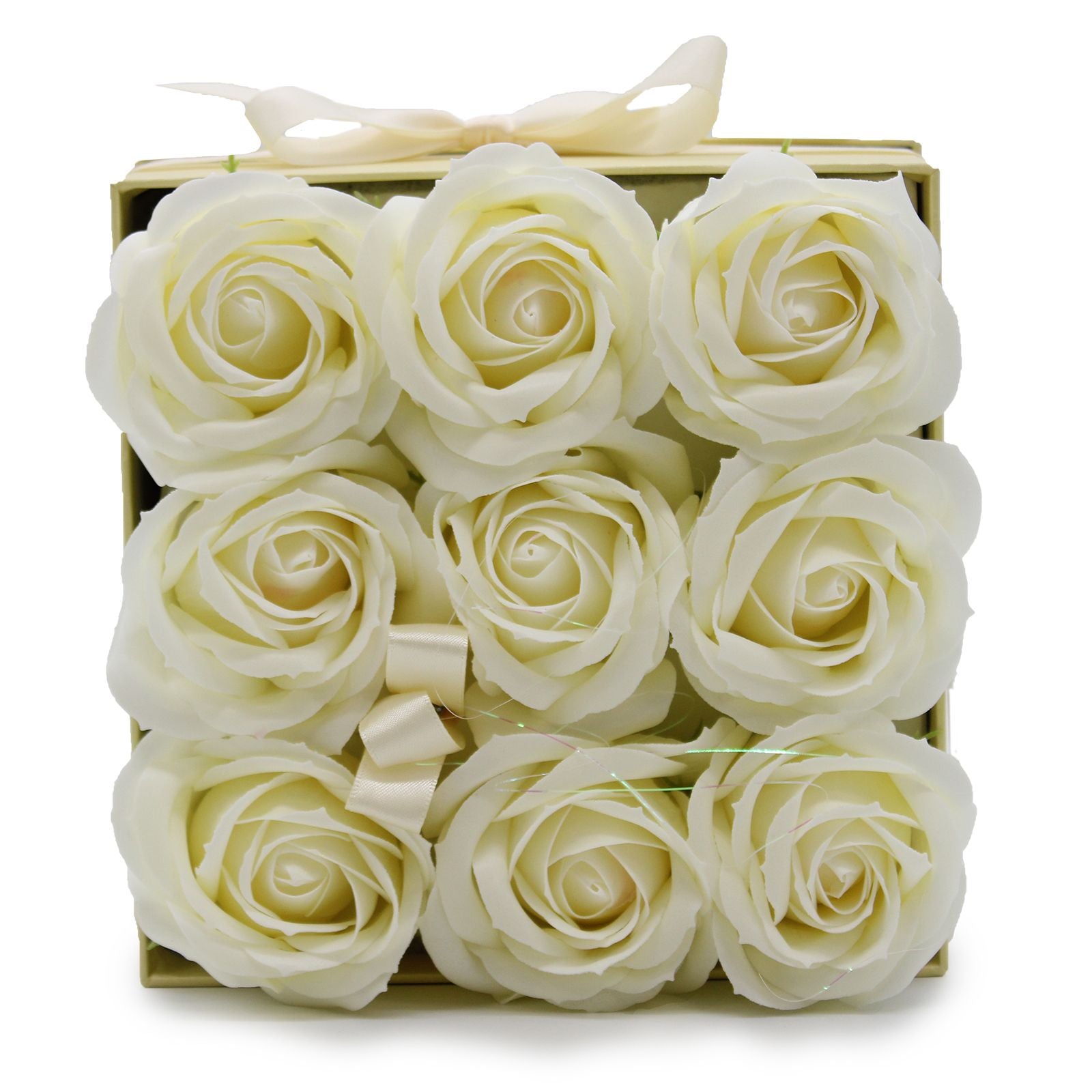 Flower Square Box - Cream Roses
