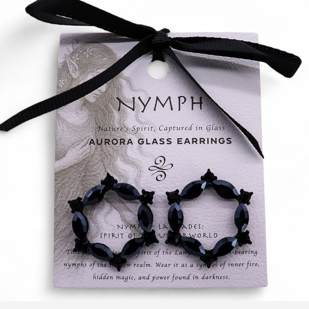Jet Black Vintage Glass Earrings - Loop
