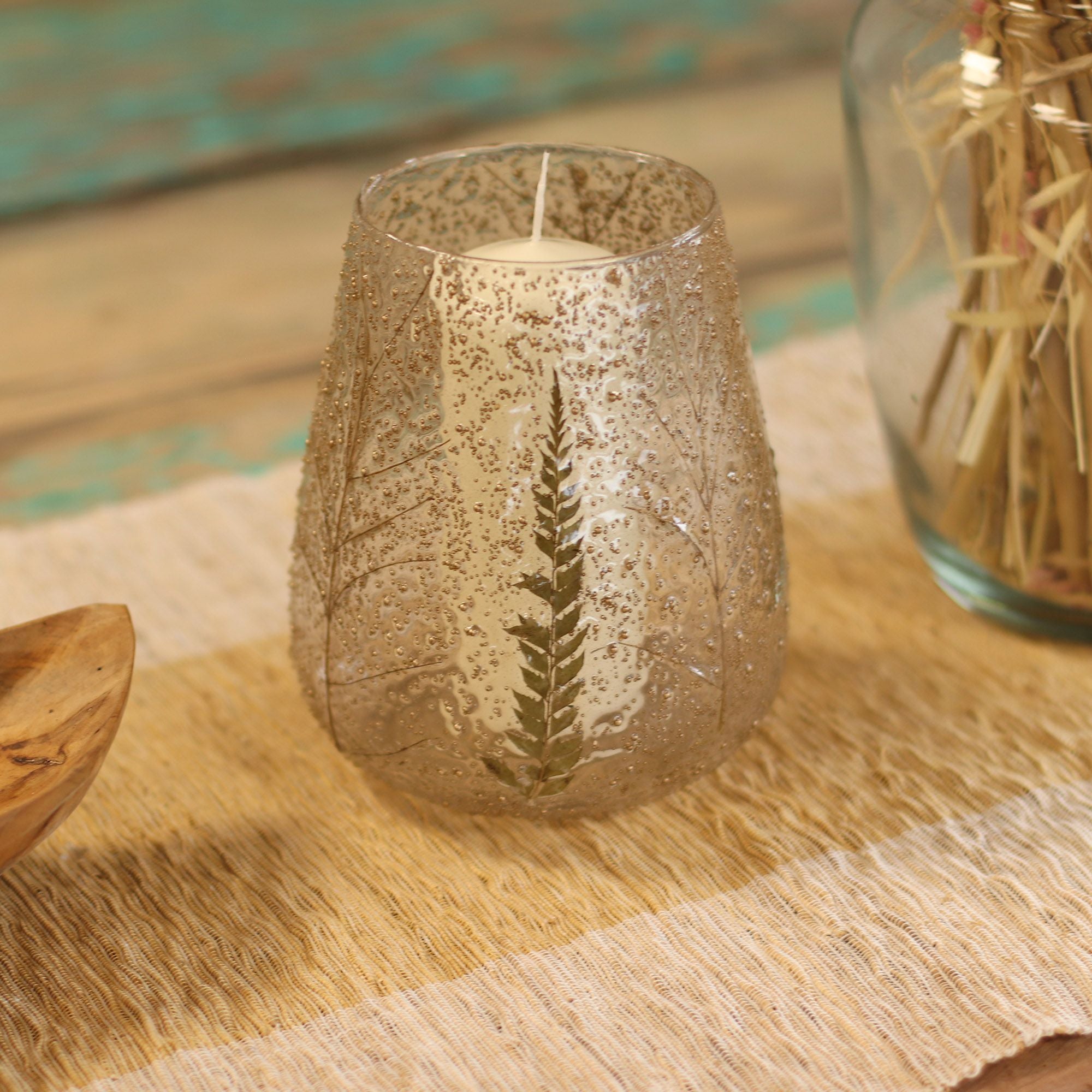 Natural Floral Glass – Large Bowl Candle Holder – Pino