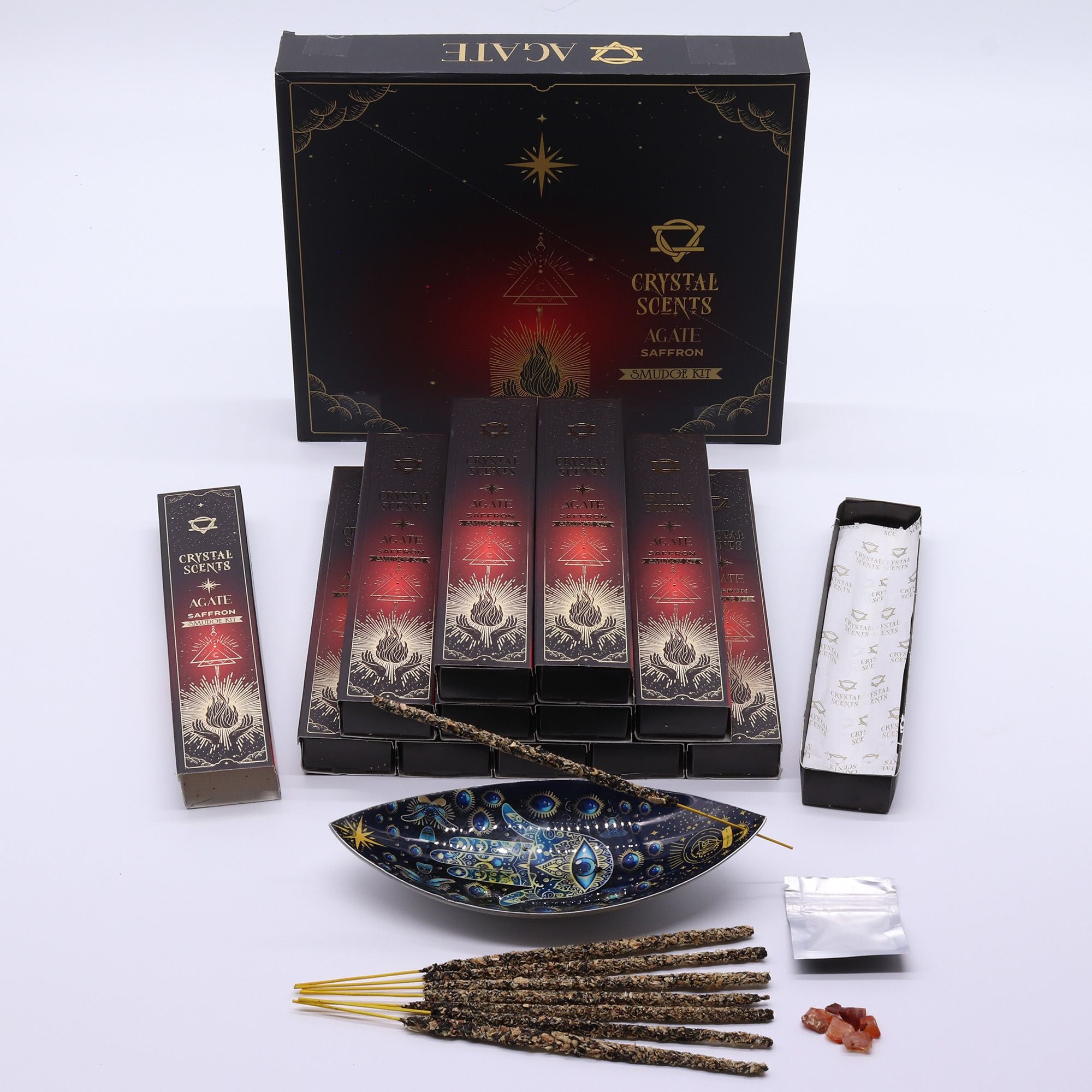 Crystal Scents Smudge Incense - Red Agate - Saffron