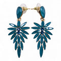 Teal Green Vintage Glass Earrings - Long Drop
