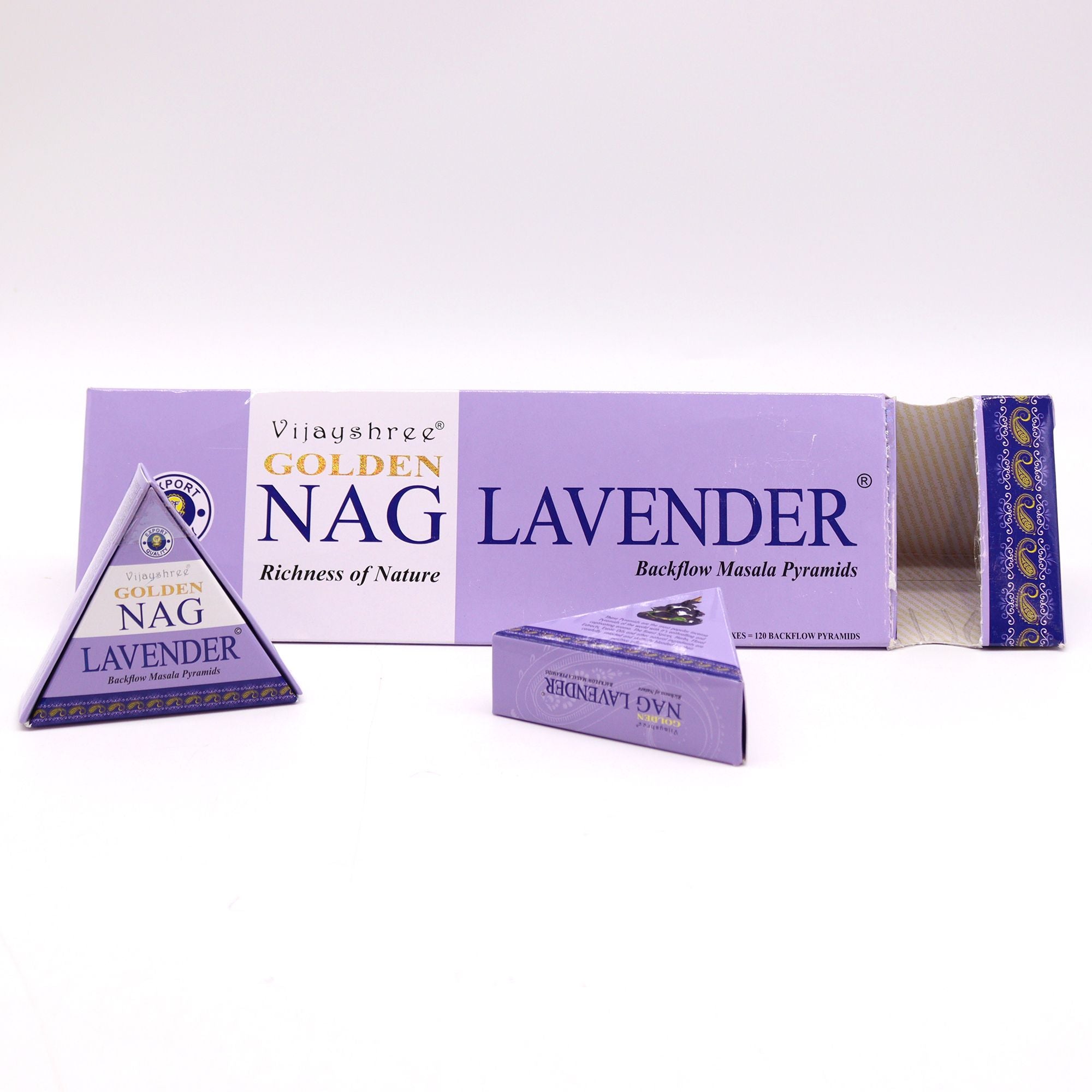 Jumbo Golden Nag Back Flow Incense Cones 42g - Lavender