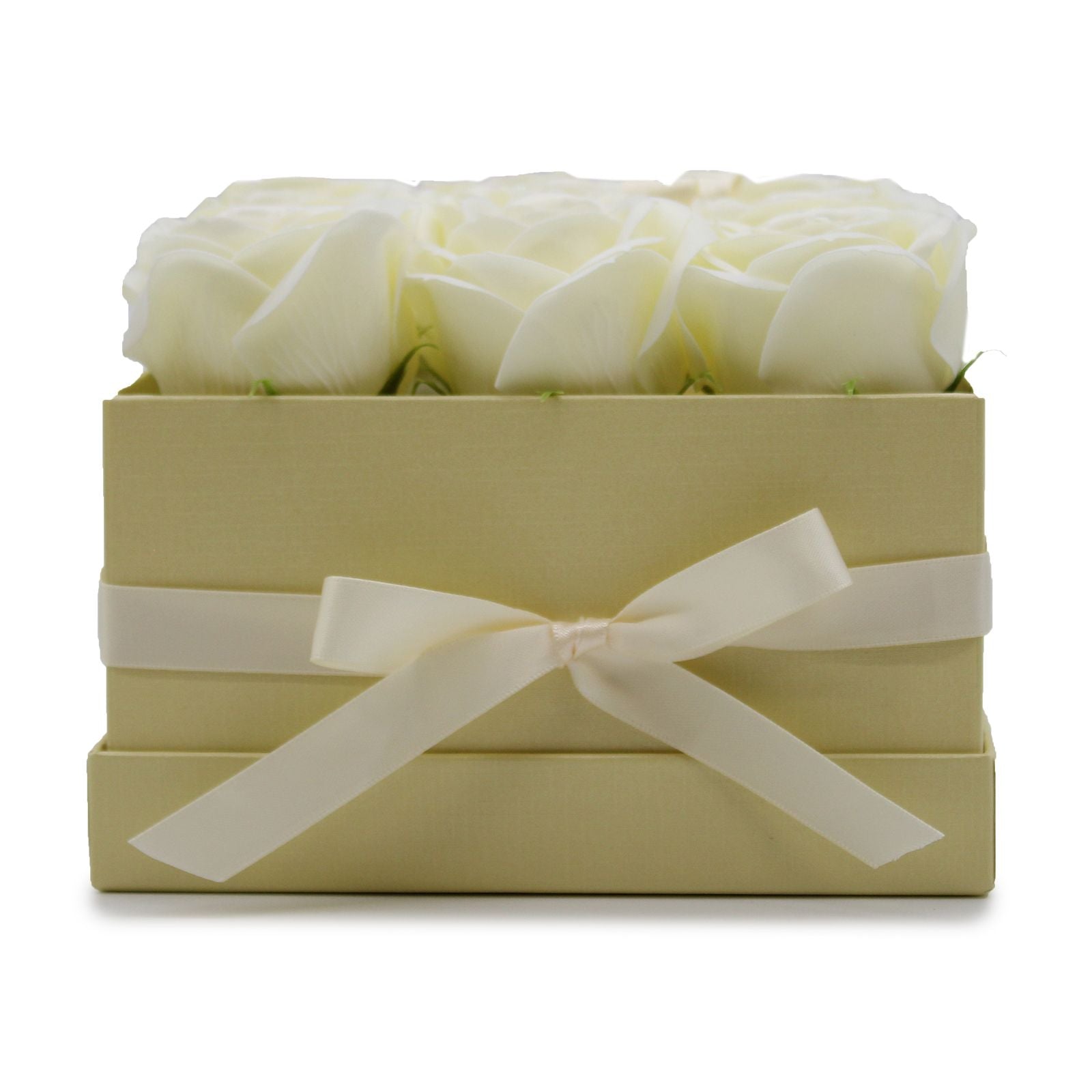 Flower Square Box - Cream Roses