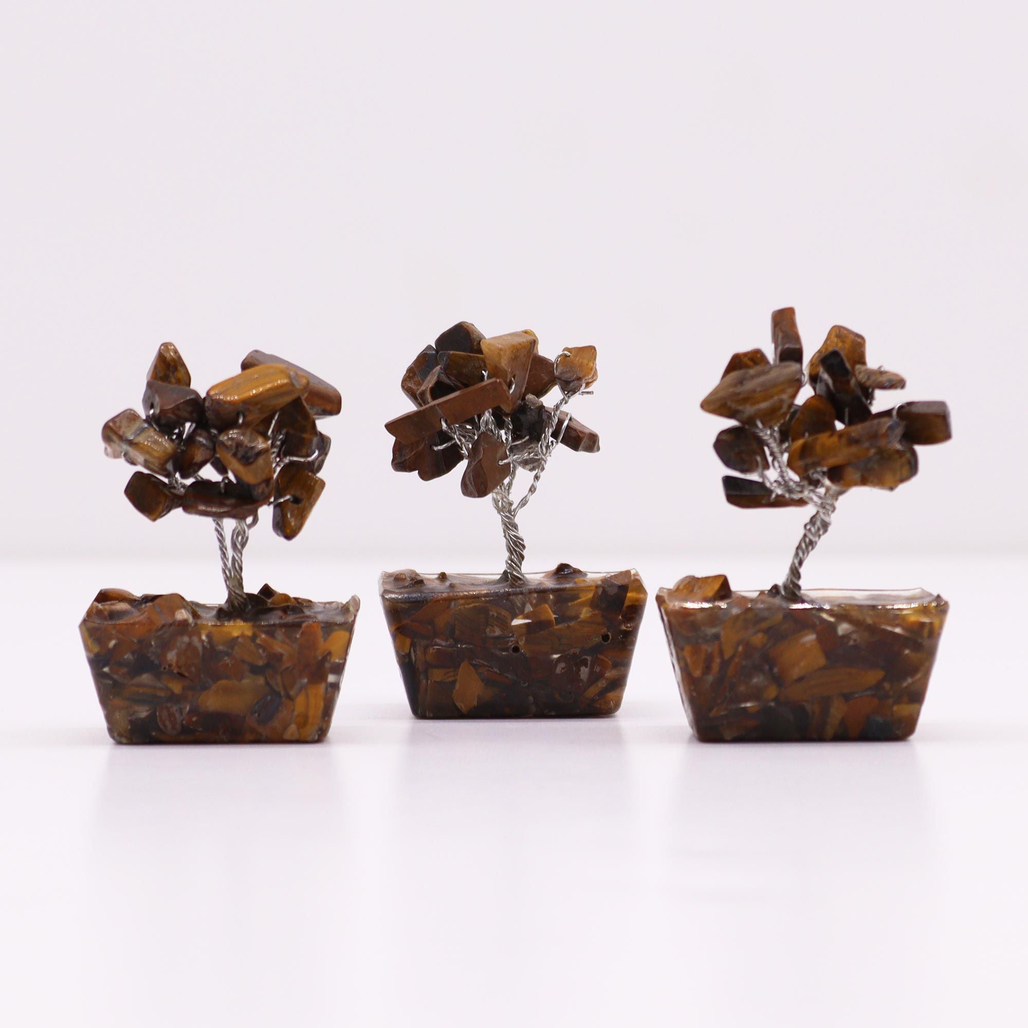 Mini Gemstone Tree on Orgonite Base (15 Stones) - Tiger Eye