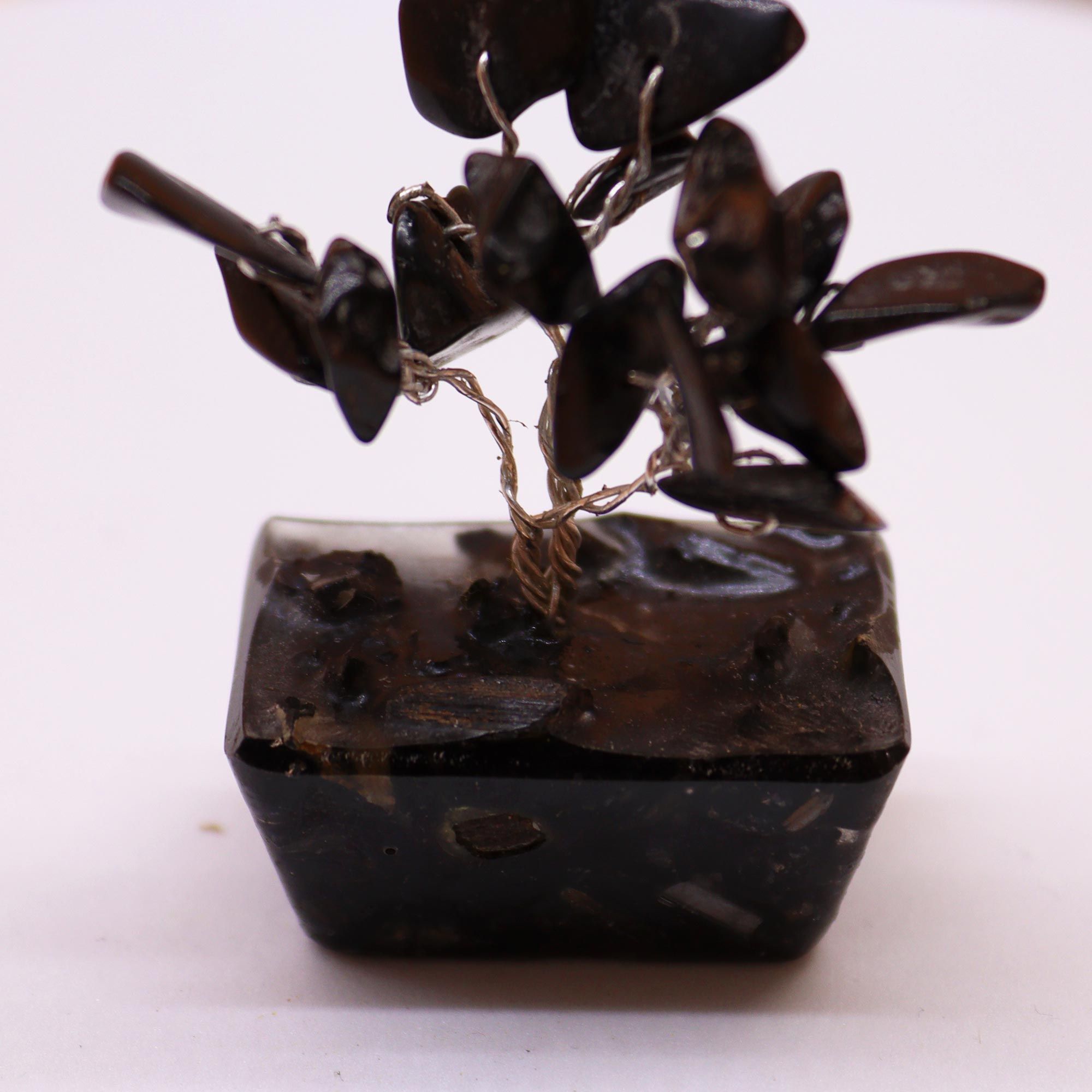 Mini Gemstone Tree on Orgonite Base (15 Stones) - Black Agate