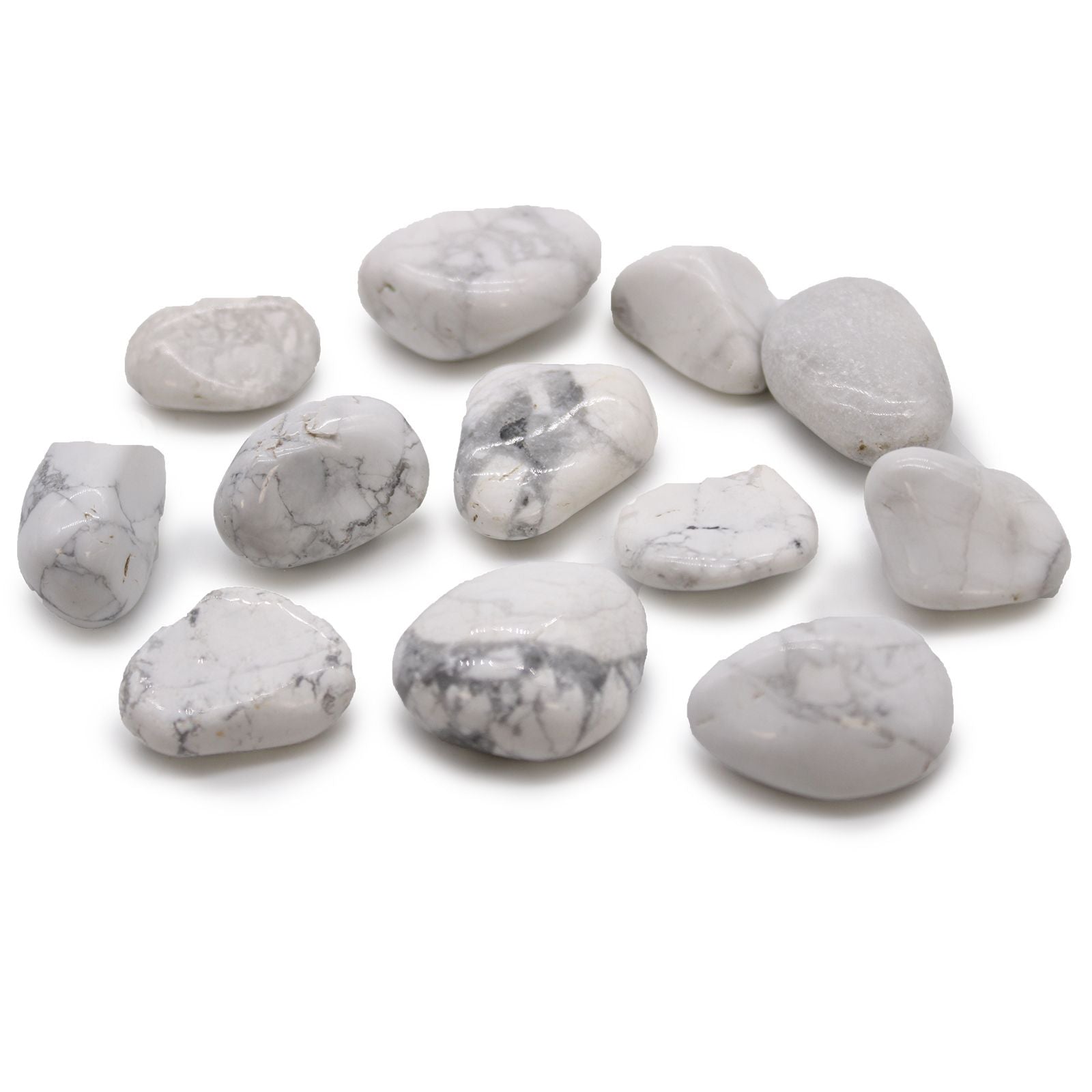 African Tumble Stone x12 - Medium - White Howlite (Magnesite)