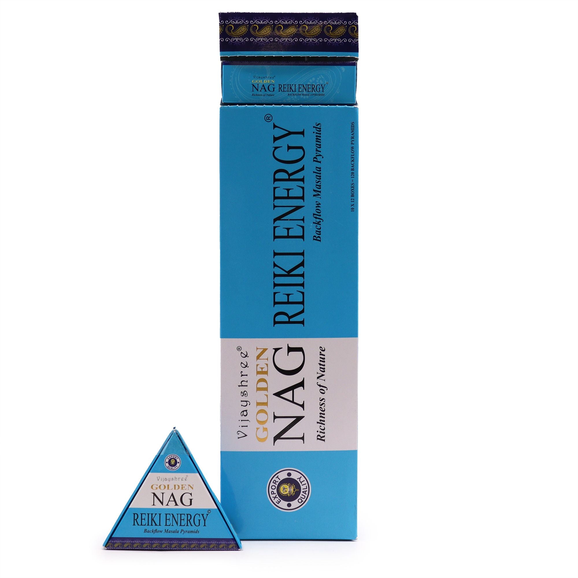 Jumbo Golden Nag Back Flow Incense Cones 42g - Reiki Energy