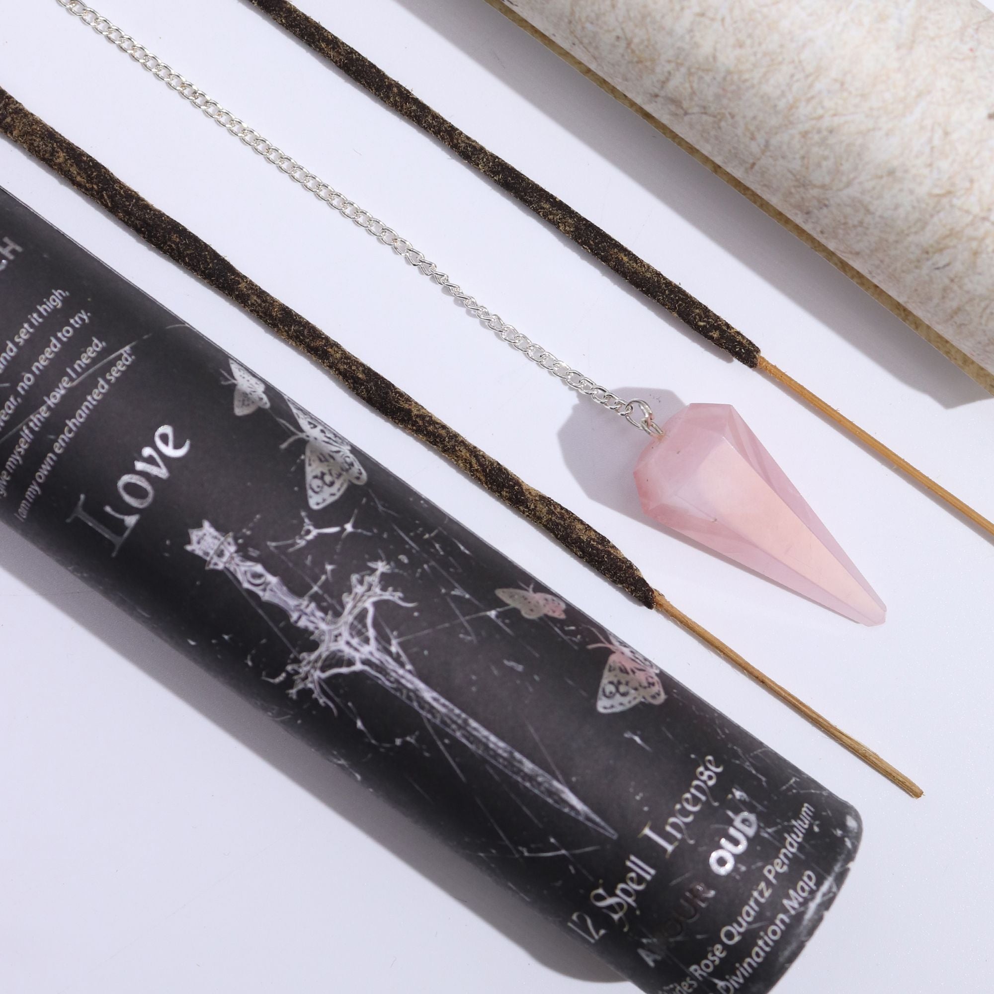 Ancient Witch Spell Incense - Rose Quartz Pendulum- Love