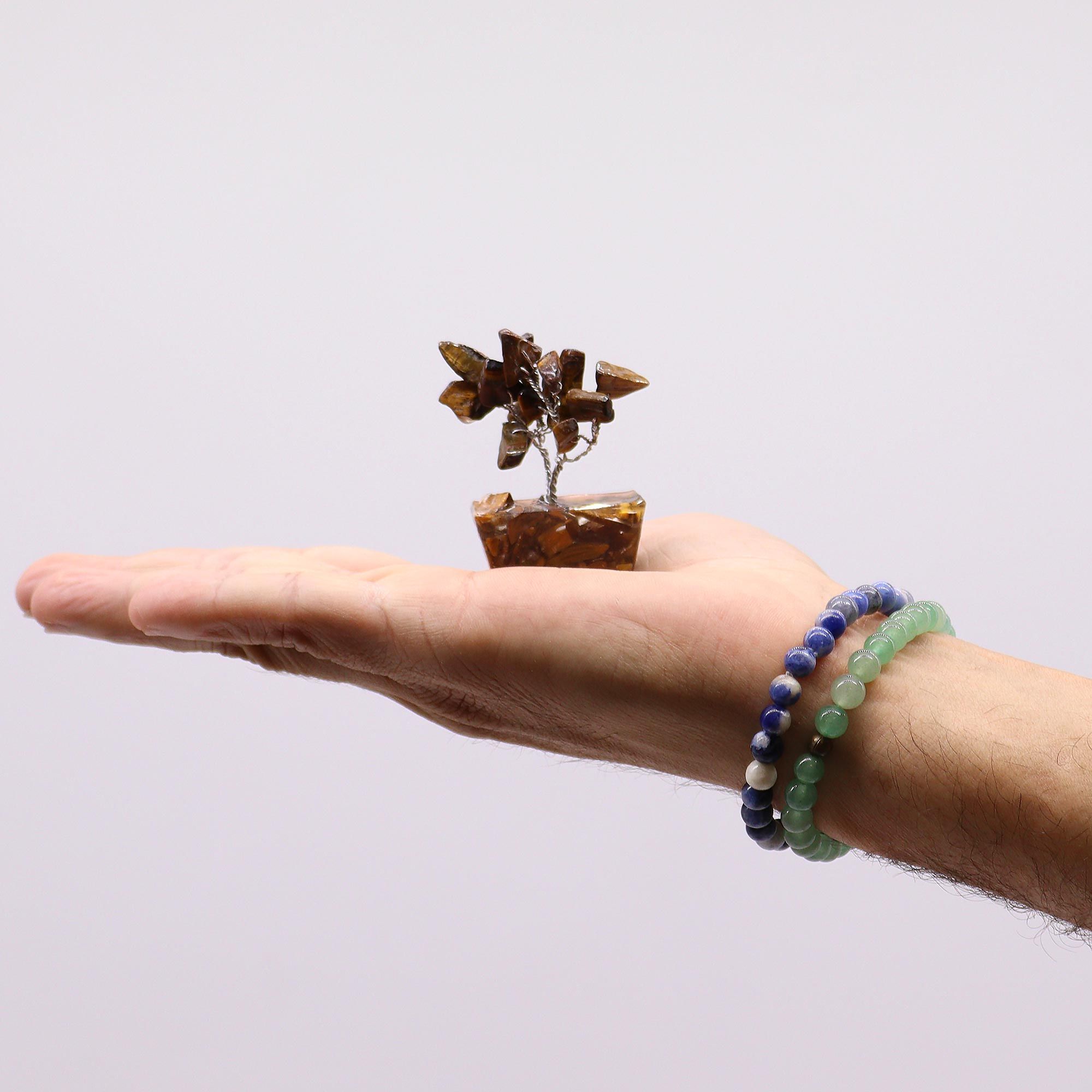 Mini Gemstone Tree on Orgonite Base (15 Stones) - Tiger Eye