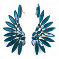 Teal Green Vintage Glass Earrings - Angel Wings