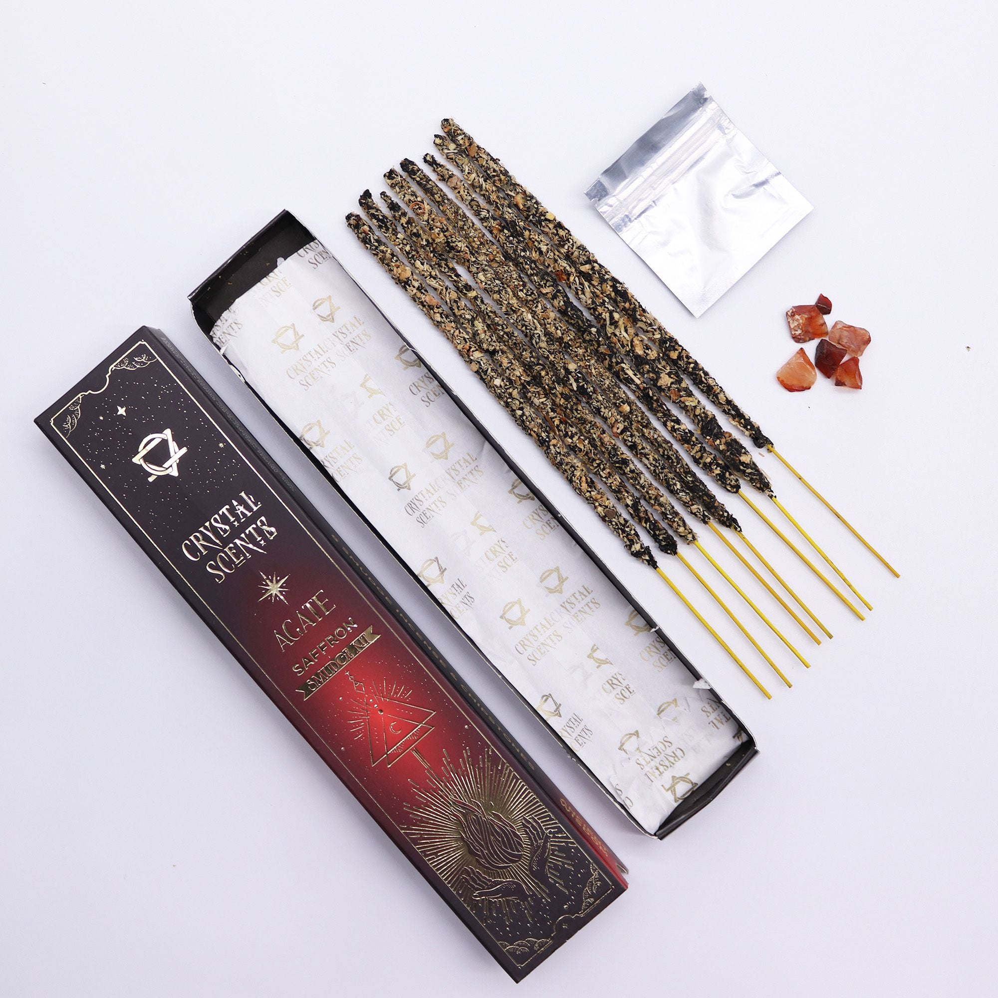 Crystal Scents Smudge Incense - Red Agate - Saffron