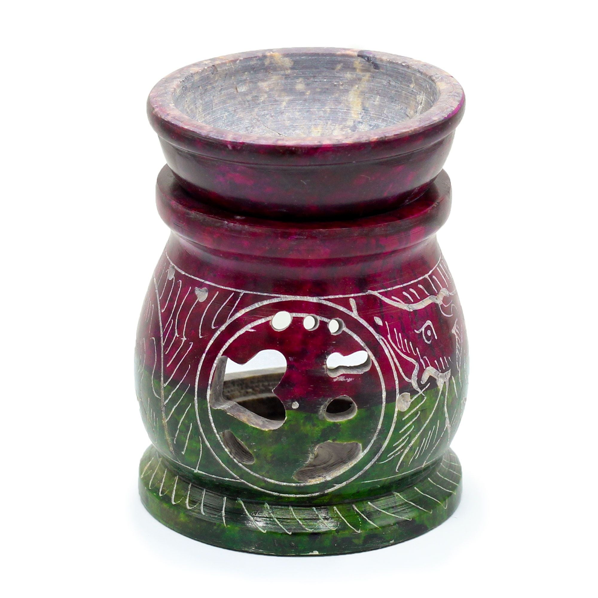 Coloured Soapstone Oil Burner - Om & Elephant