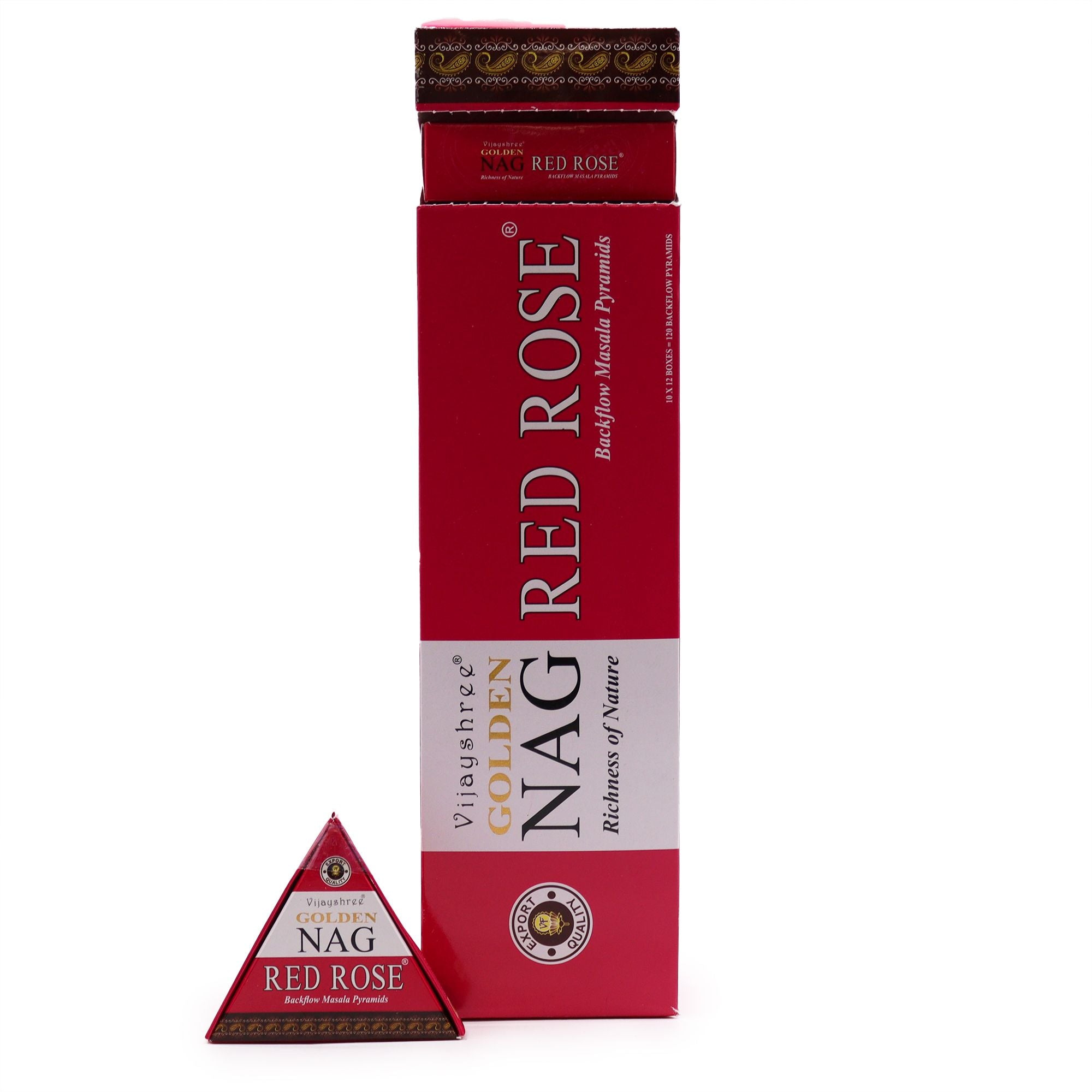 Jumbo Golden Nag Back Flow Incense Cones 42g - Red Rose