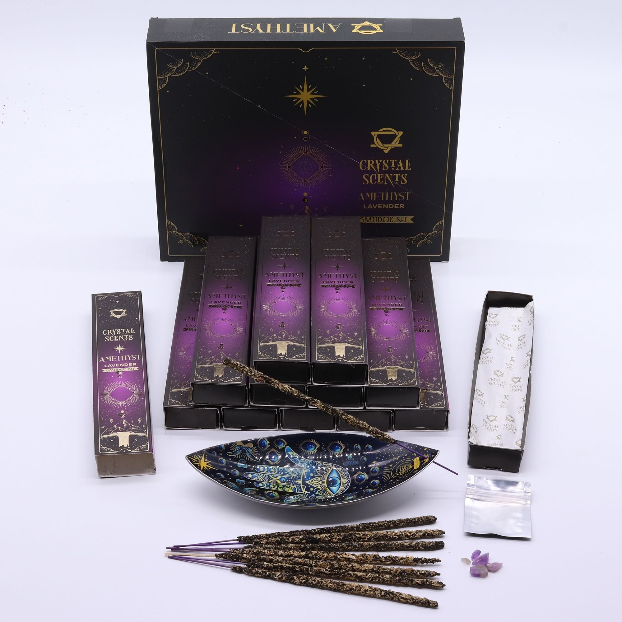 Crystal Scents Smudge Incense - Amethyst -  Lavender