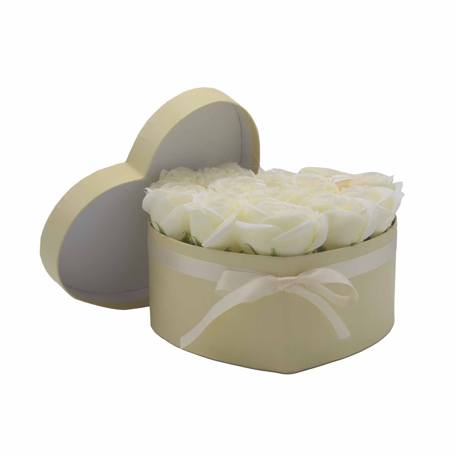 Flower Heart Box - Cream Roses