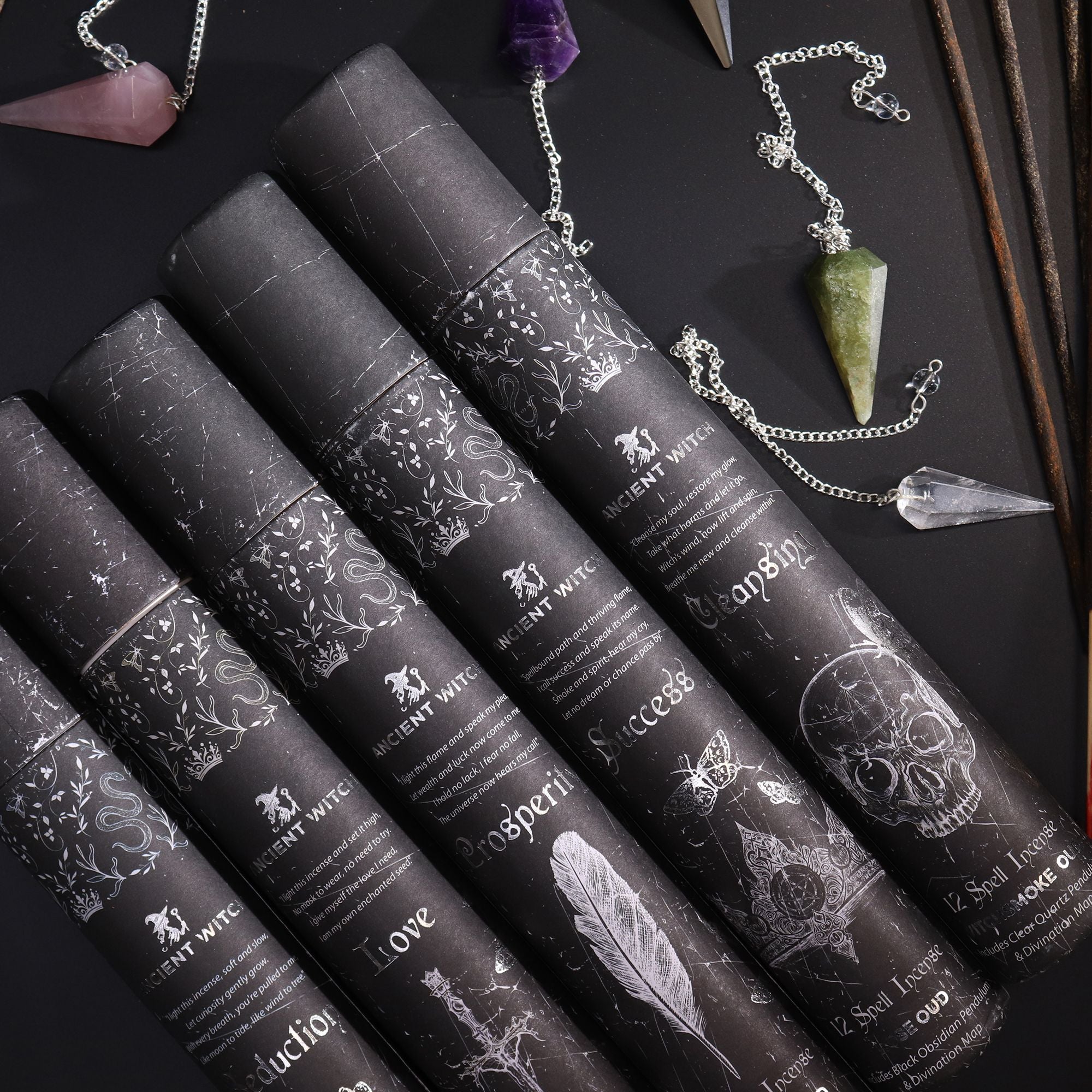 Ancient Witch Spell Incense - Rose Quartz Pendulum- Love