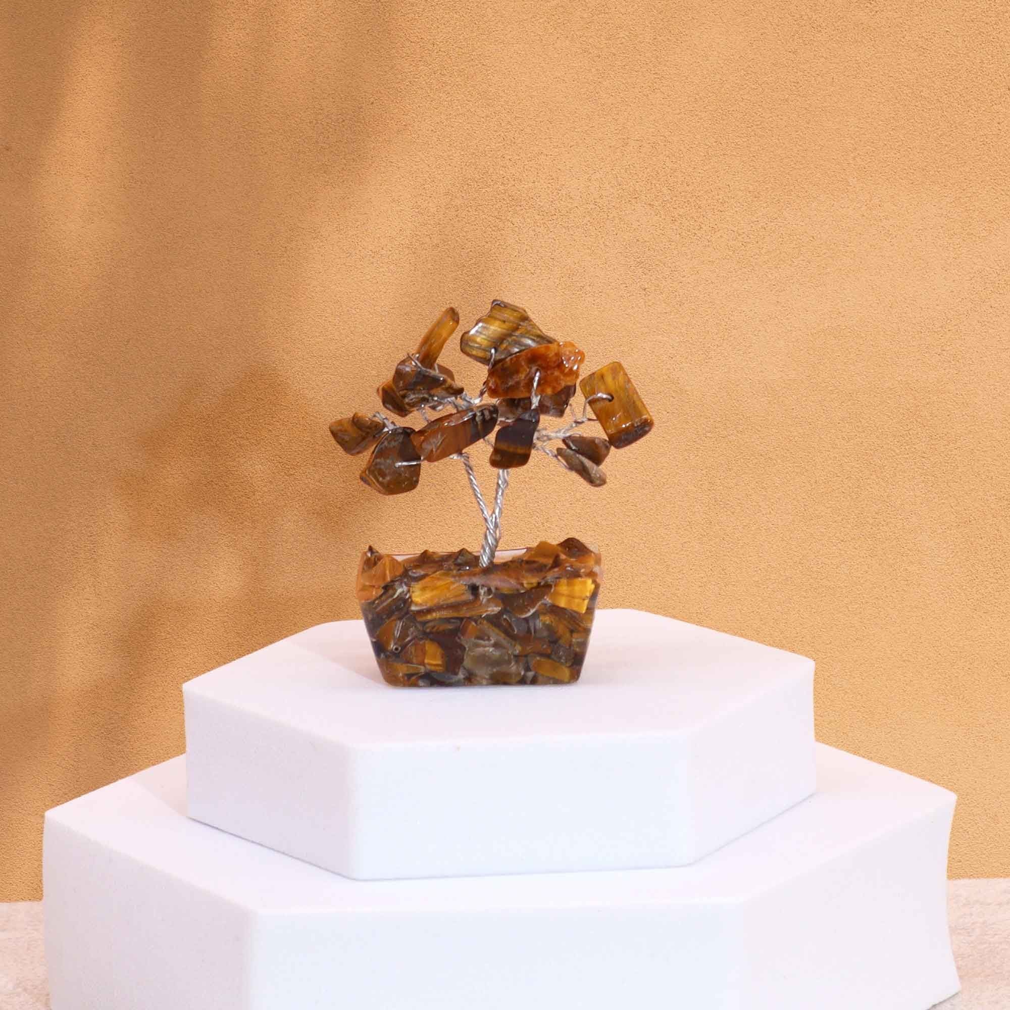 Mini Gemstone Tree on Orgonite Base (15 Stones) - Tiger Eye