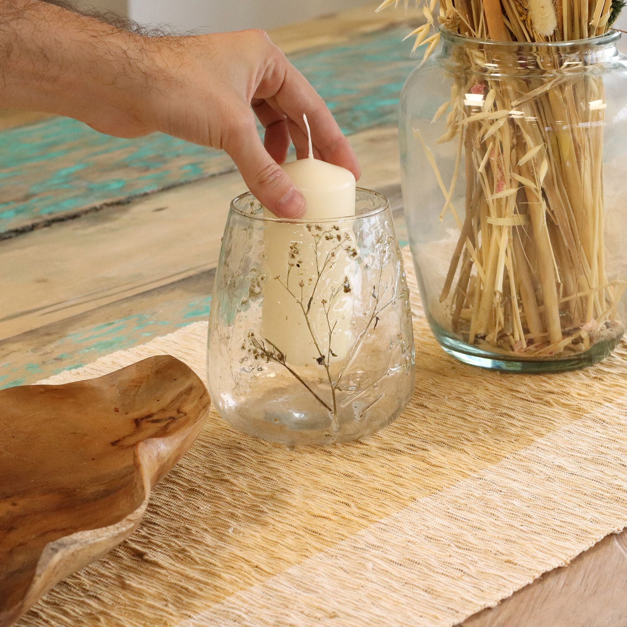 Natural Floral Glass Vase Candle Holder – Margarita