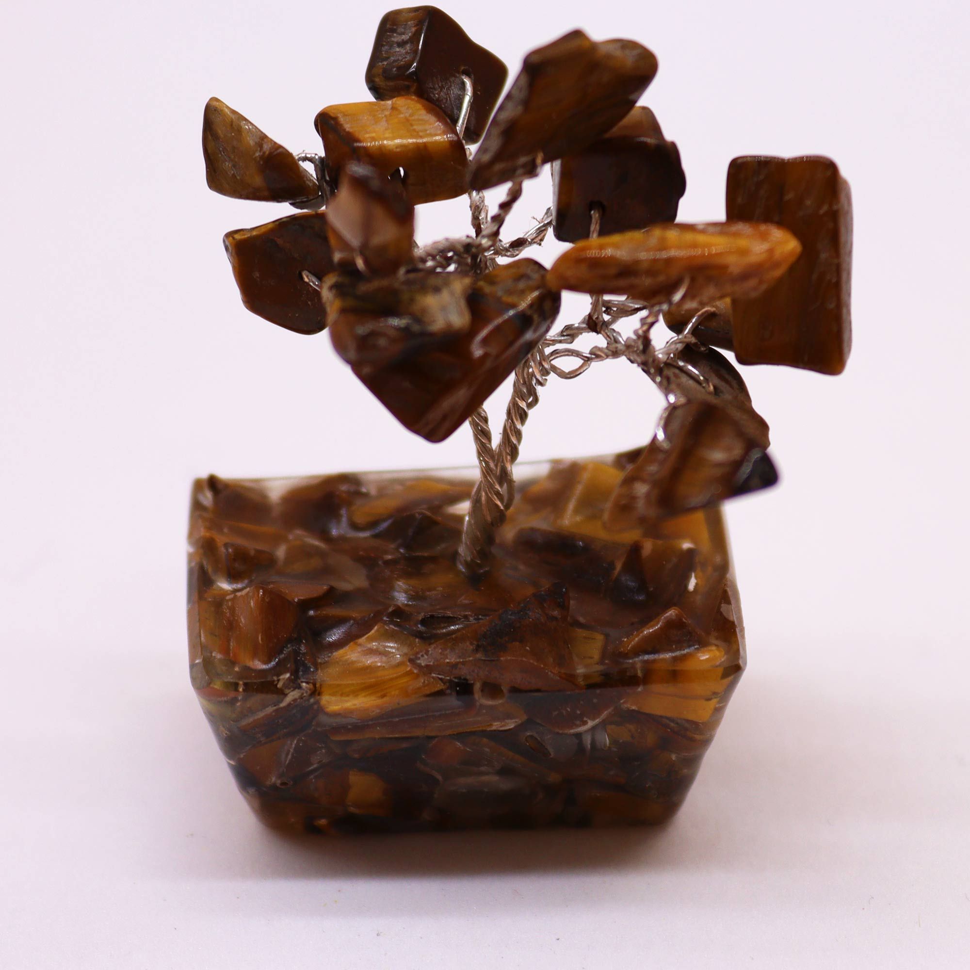 Mini Gemstone Tree on Orgonite Base (15 Stones) - Tiger Eye