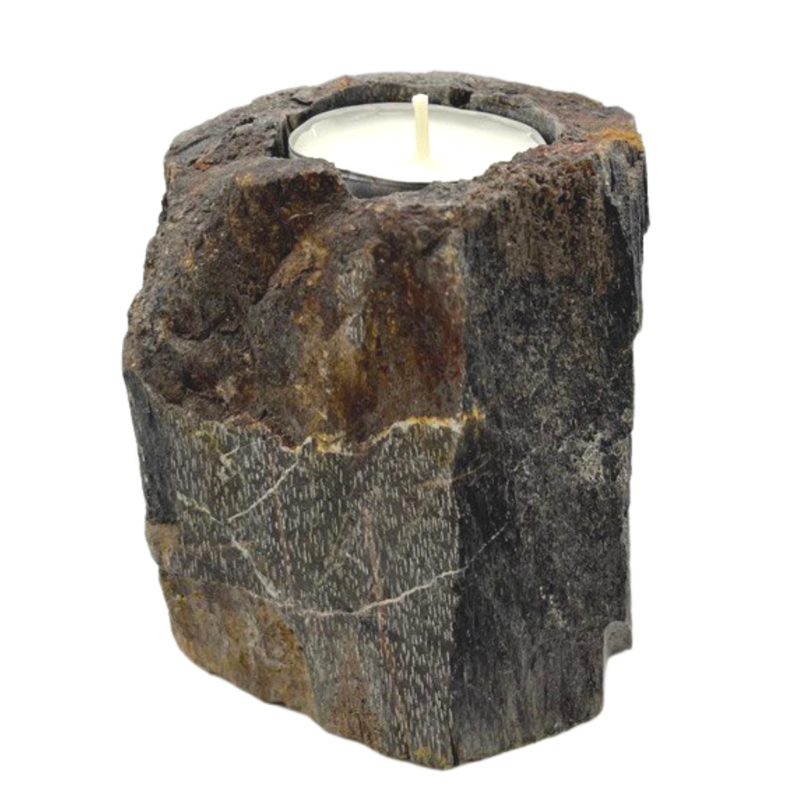 Kerzenhalter aus versteinertem Holz – einzeln, niedrig