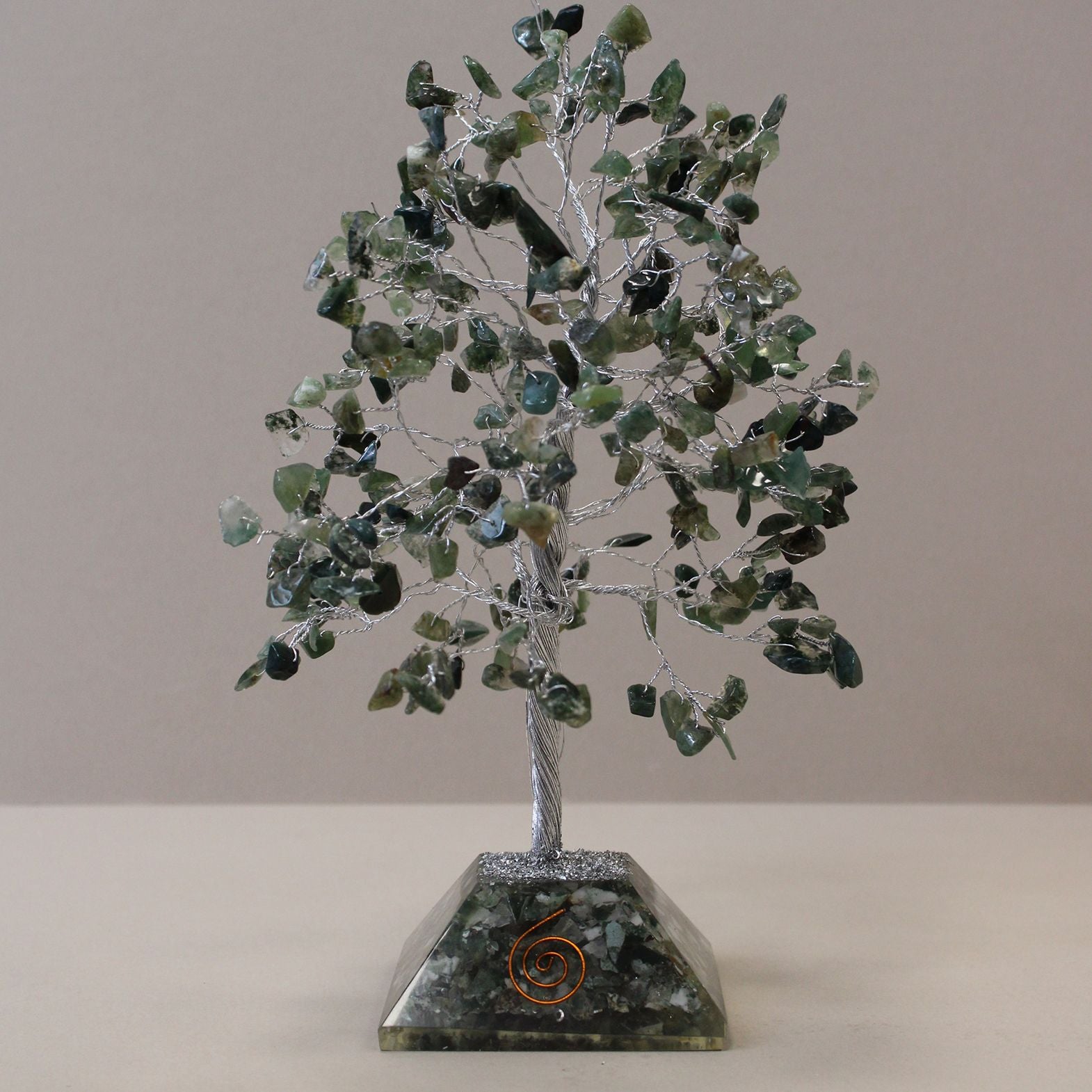 Gemstone Tree (320 Stones) - Moss Agate on Orgonite Base