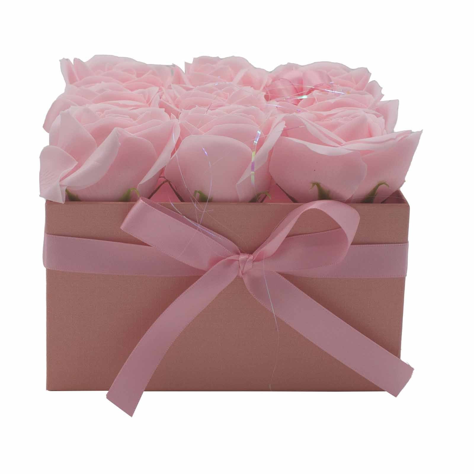 Flower Square Box - Pink Roses