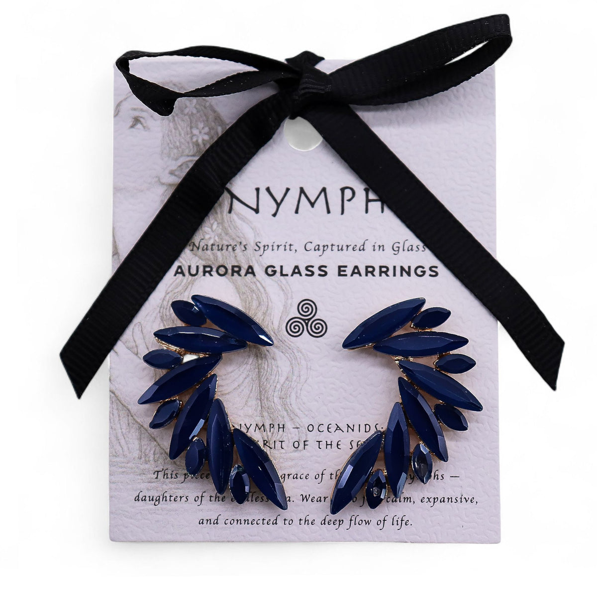Royal Blue Vintage Glass Earrings - Angel Wings