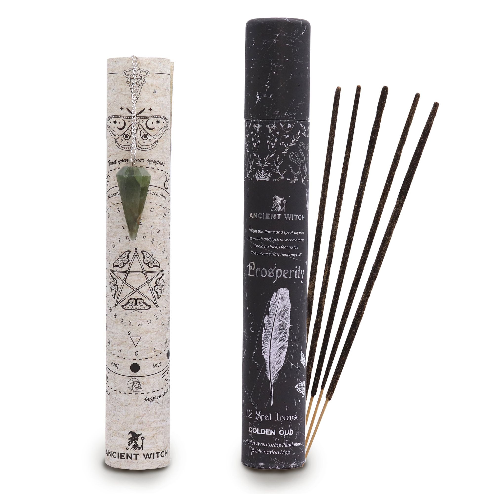 Ancient Witch Spell Incense - Aventurine Pendulum - Prosperity