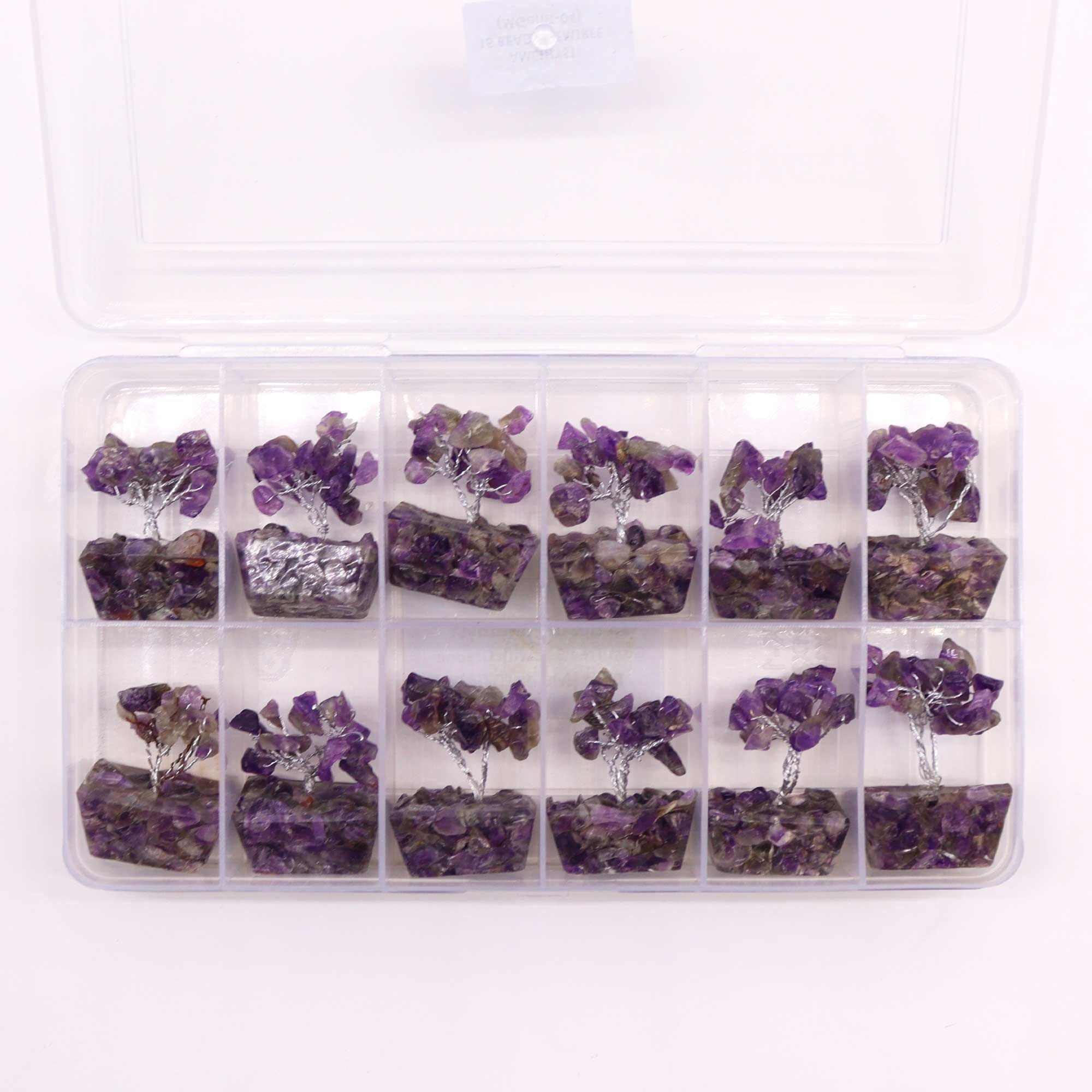 Mini Gemstone Tree on Orgonite Base (15 Stones) - Amethyst