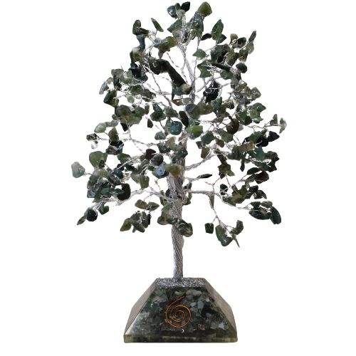 Gemstone Tree (320 Stones) - Moss Agate on Orgonite Base
