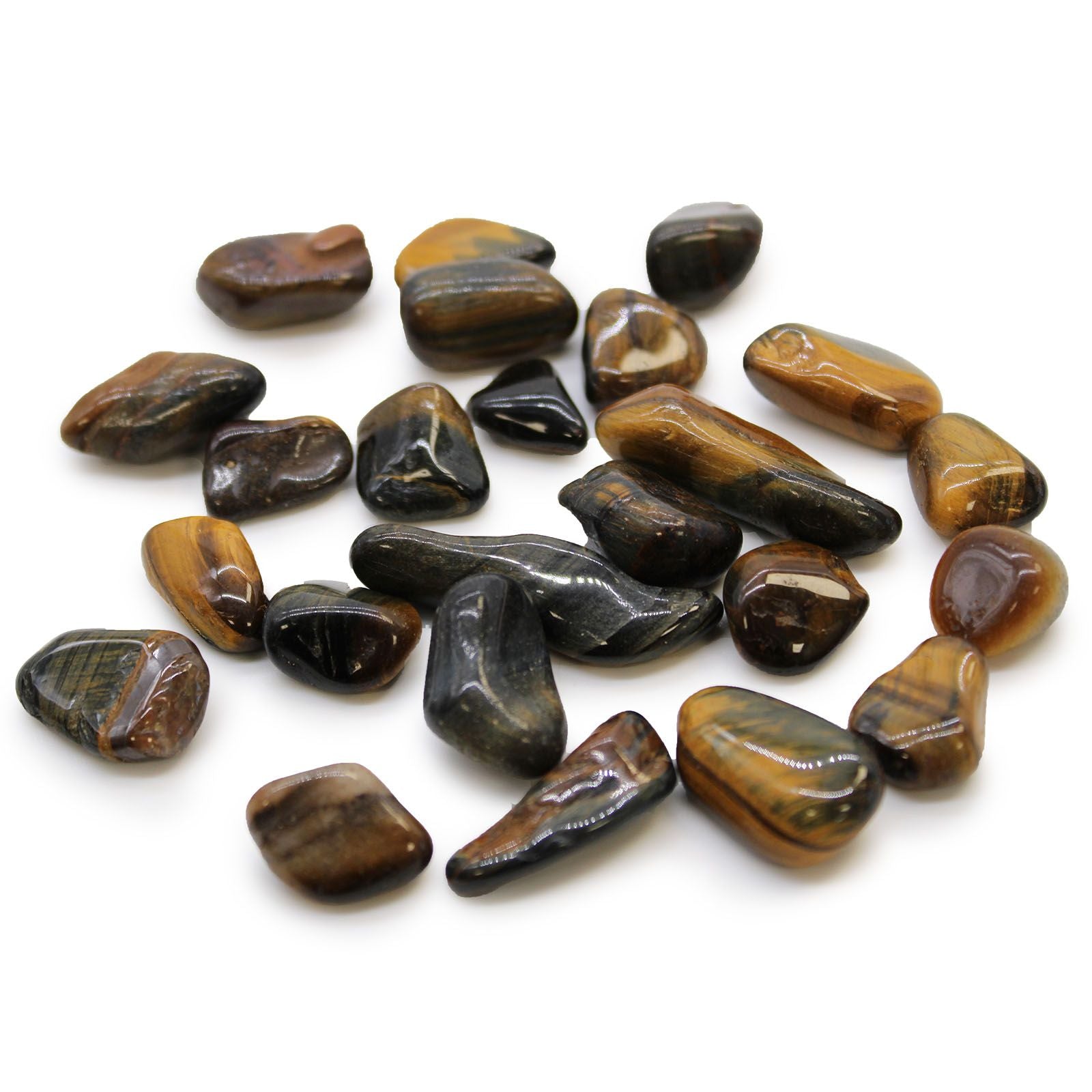 African Tumble Stone x24 - Small - Tigers Eye (Varigated)
