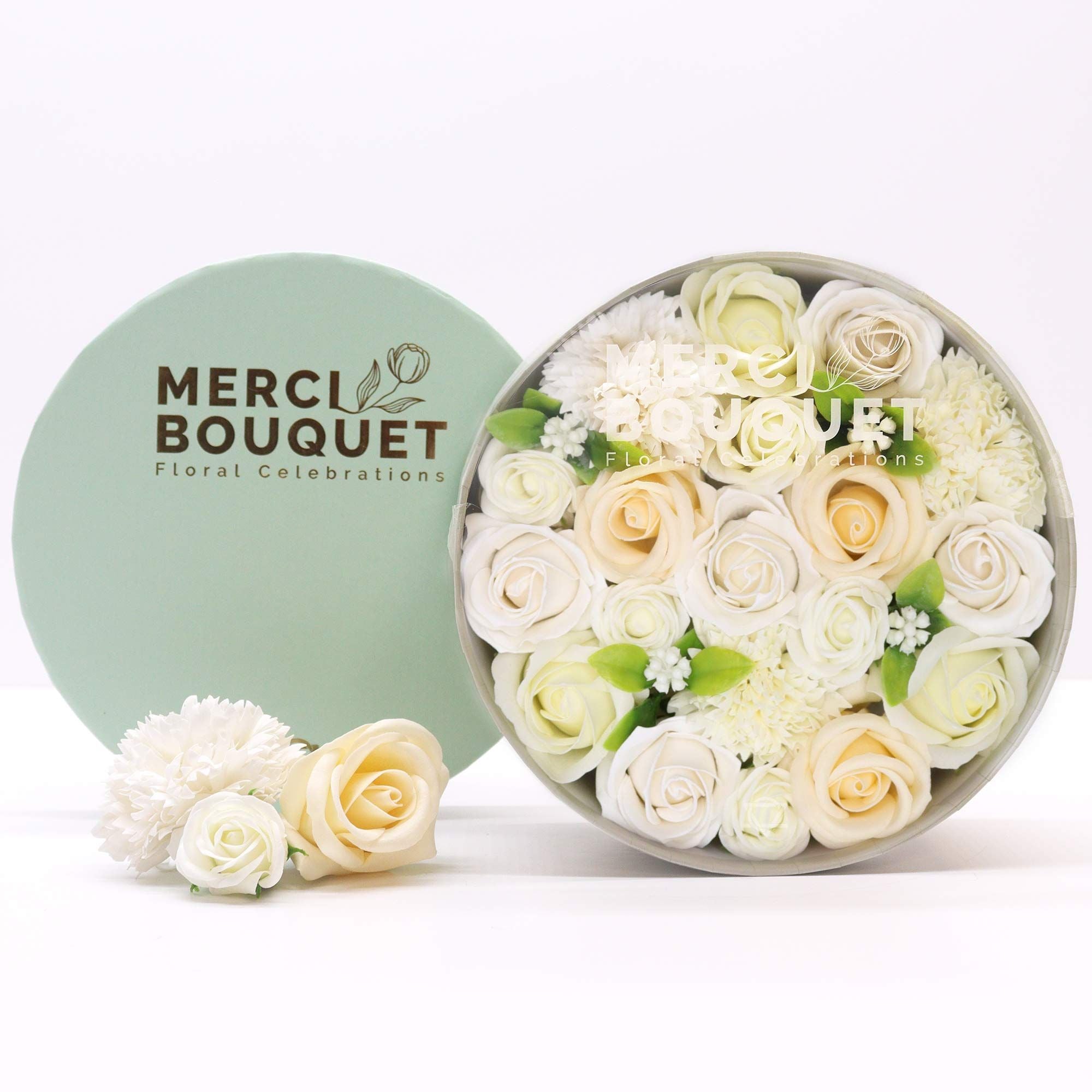 Merci Round Gift Box – Wedding Blessings White & Ivory