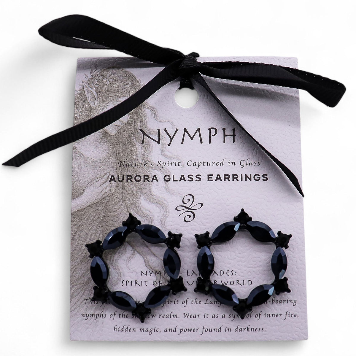 Jet Black Vintage Glass Earrings - Loop