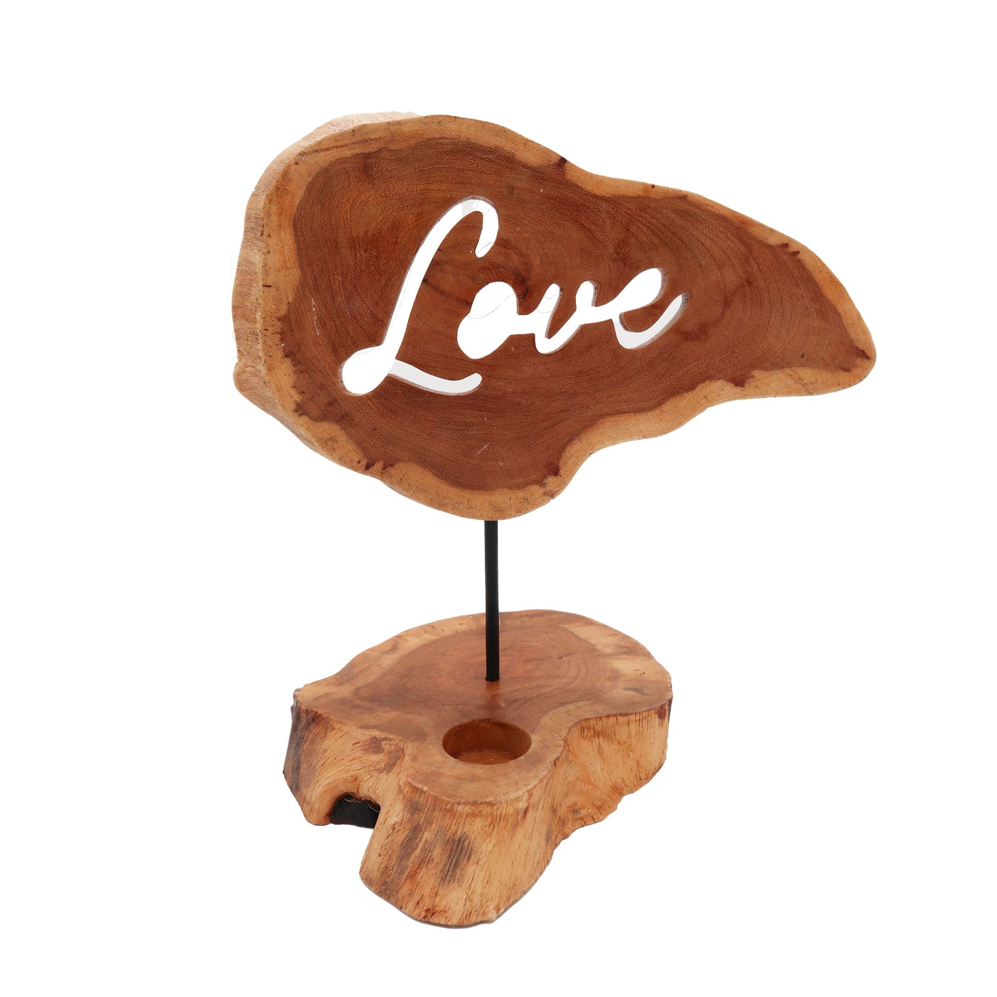 Wooden Candle Holder - Love Sign